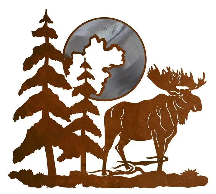 Moose & Moon 20" Wall Art - Burnished