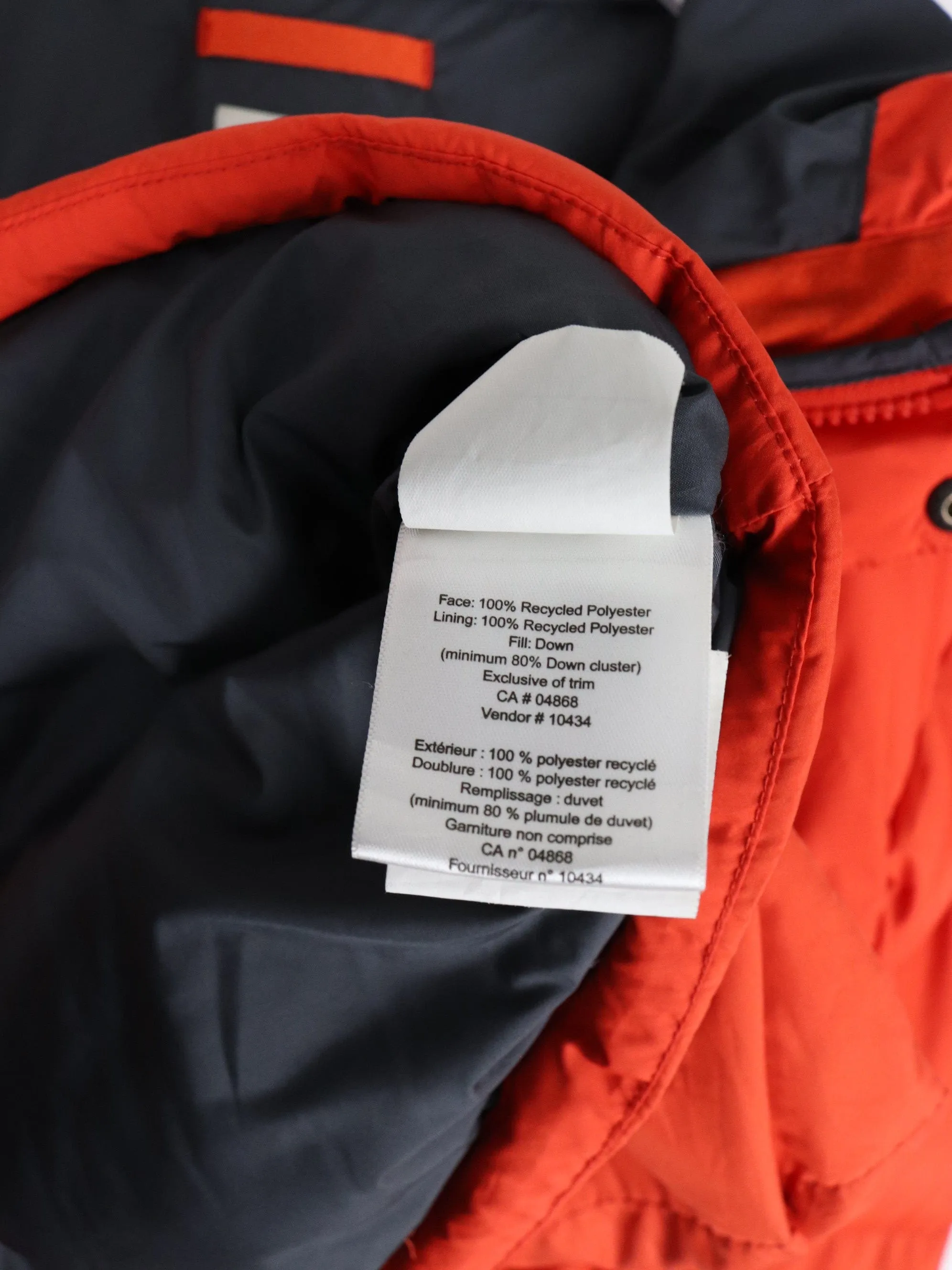 Mountain Equipment Co-Op Jacket Youth Large Orange Hooded Down Coat Outdoors