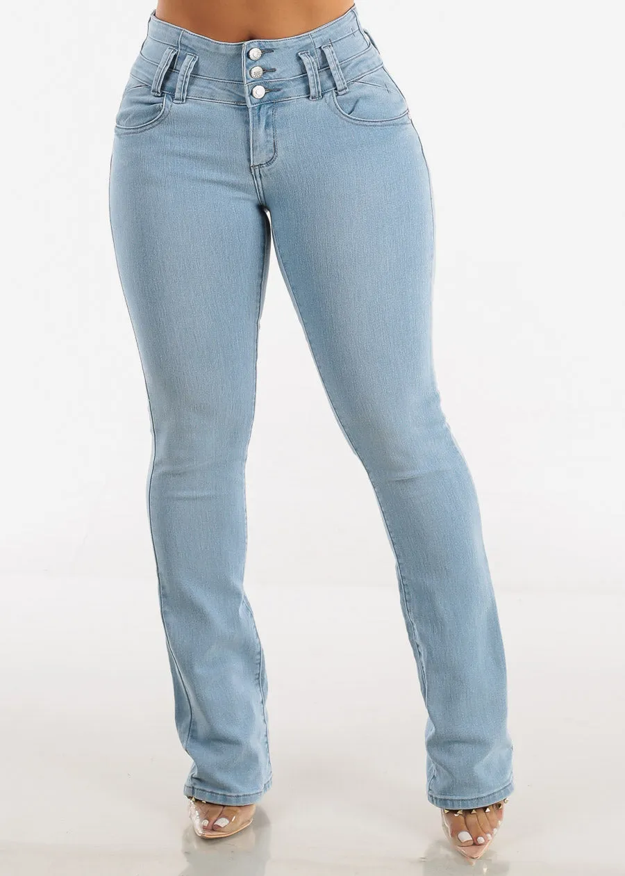 MX JEANS Butt Lifting Mid Rise Light Blue Bootcut Jeans