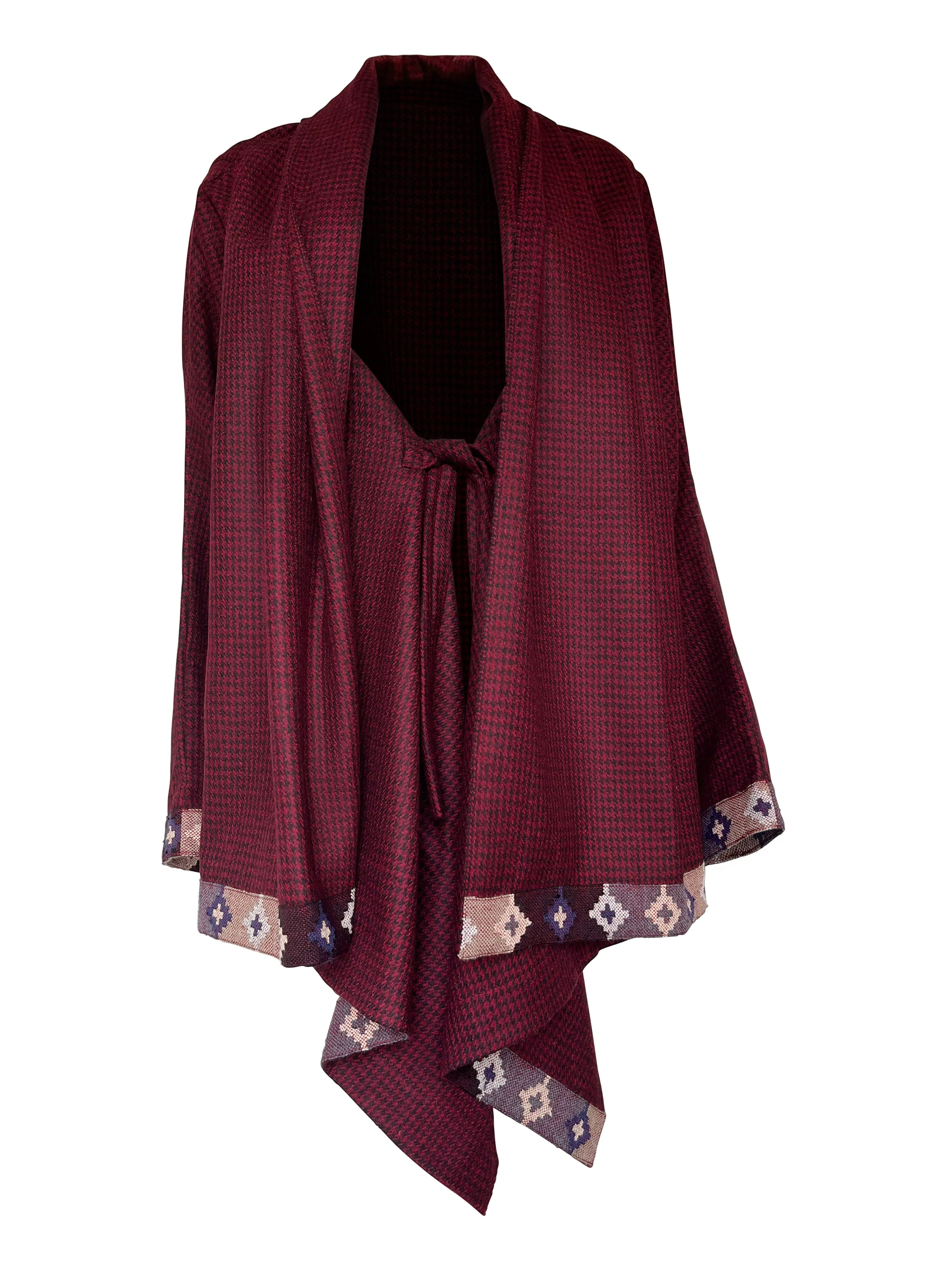 NEW! Wool Cape Coat Cocoon Maroon