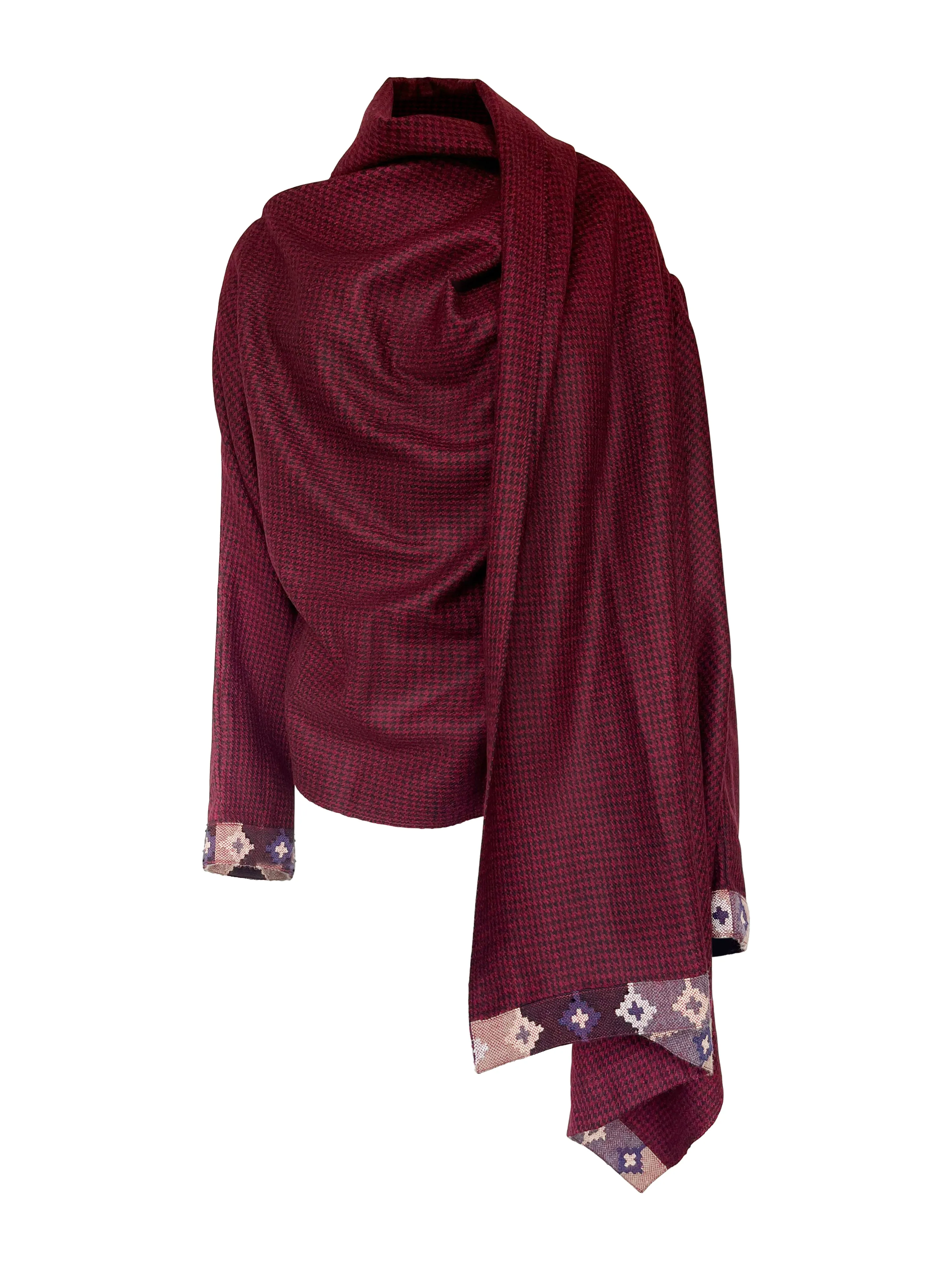 NEW! Wool Cape Coat Cocoon Maroon