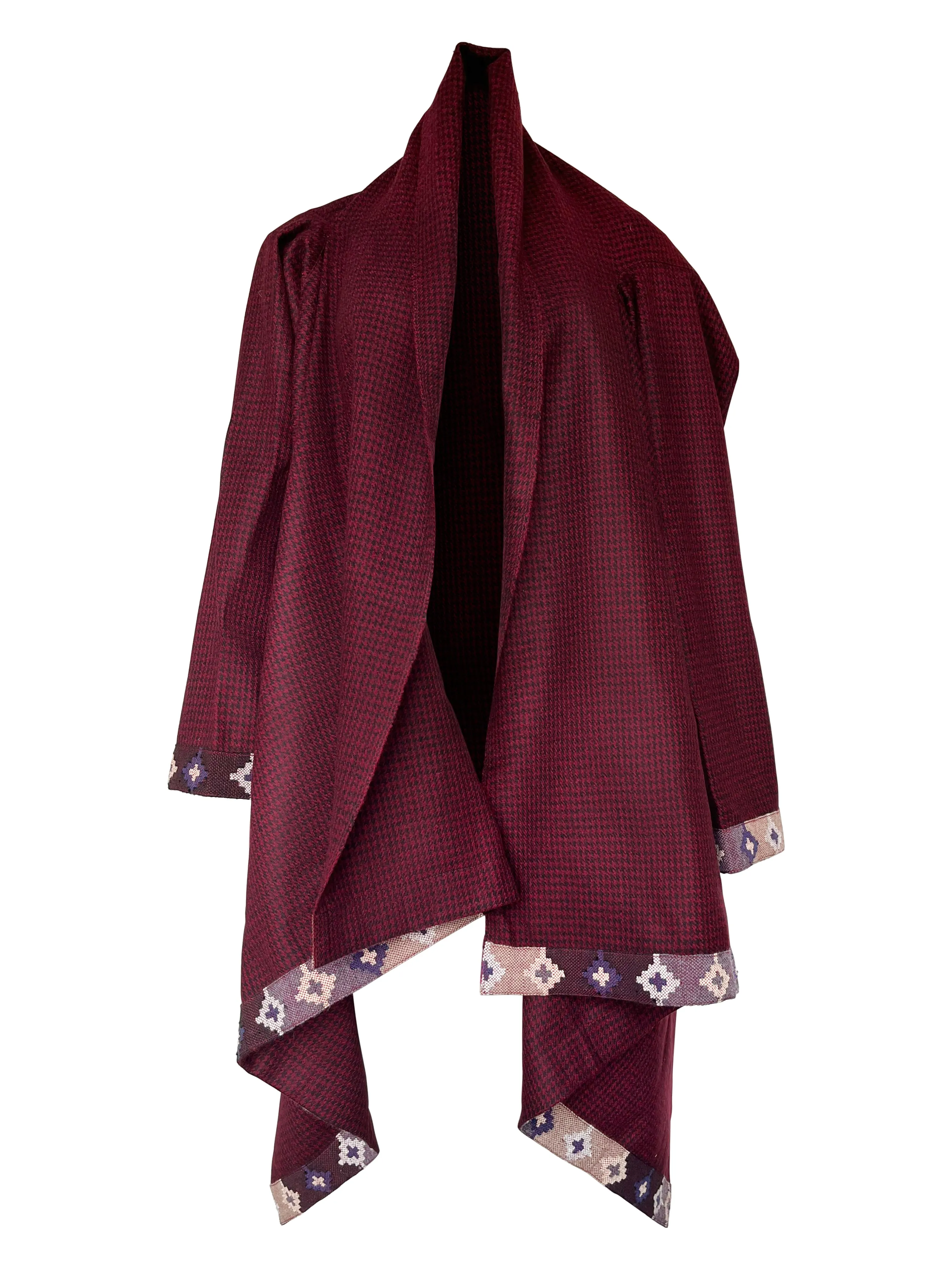 NEW! Wool Cape Coat Cocoon Maroon