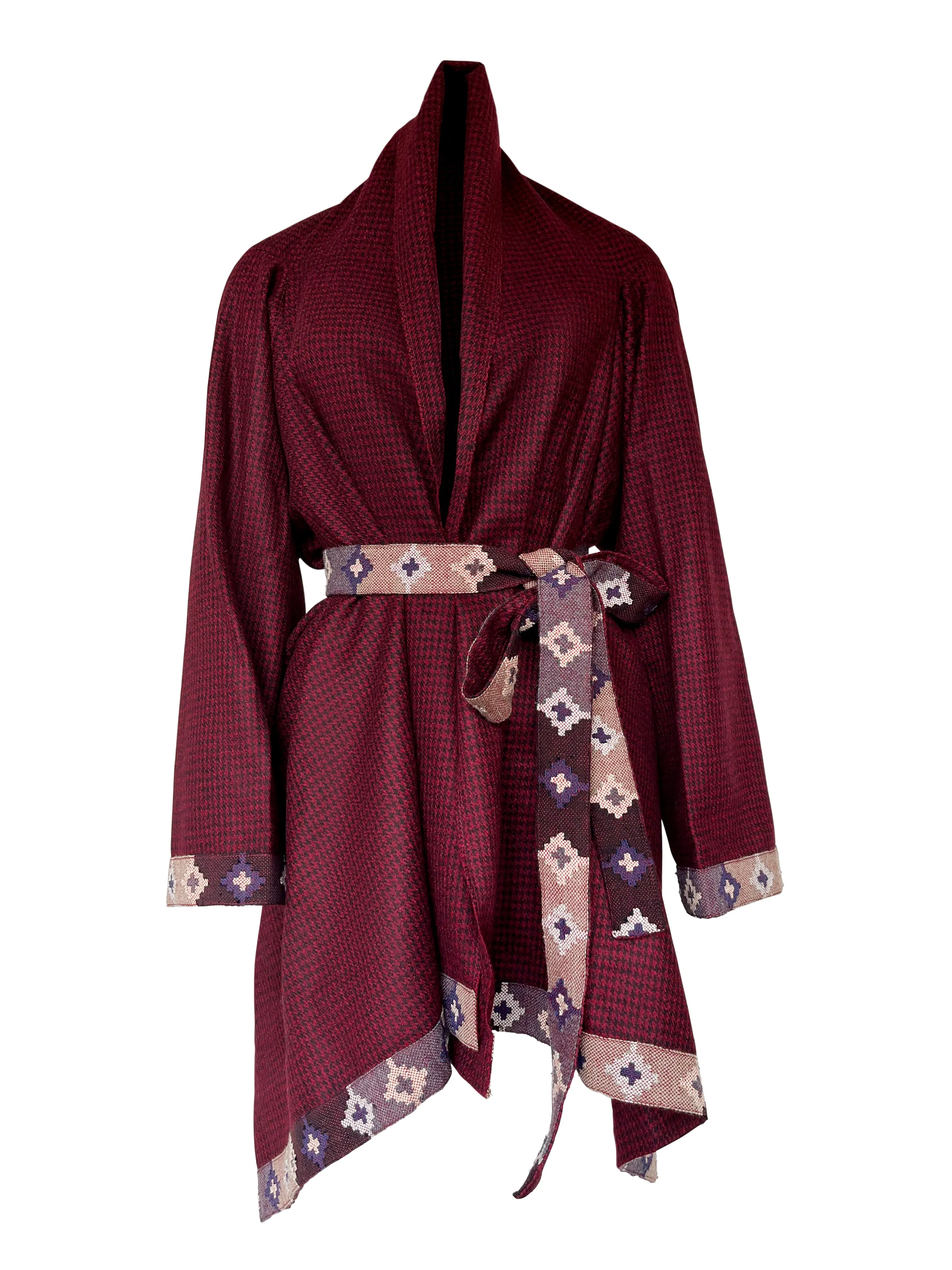 NEW! Wool Cape Coat Cocoon Maroon