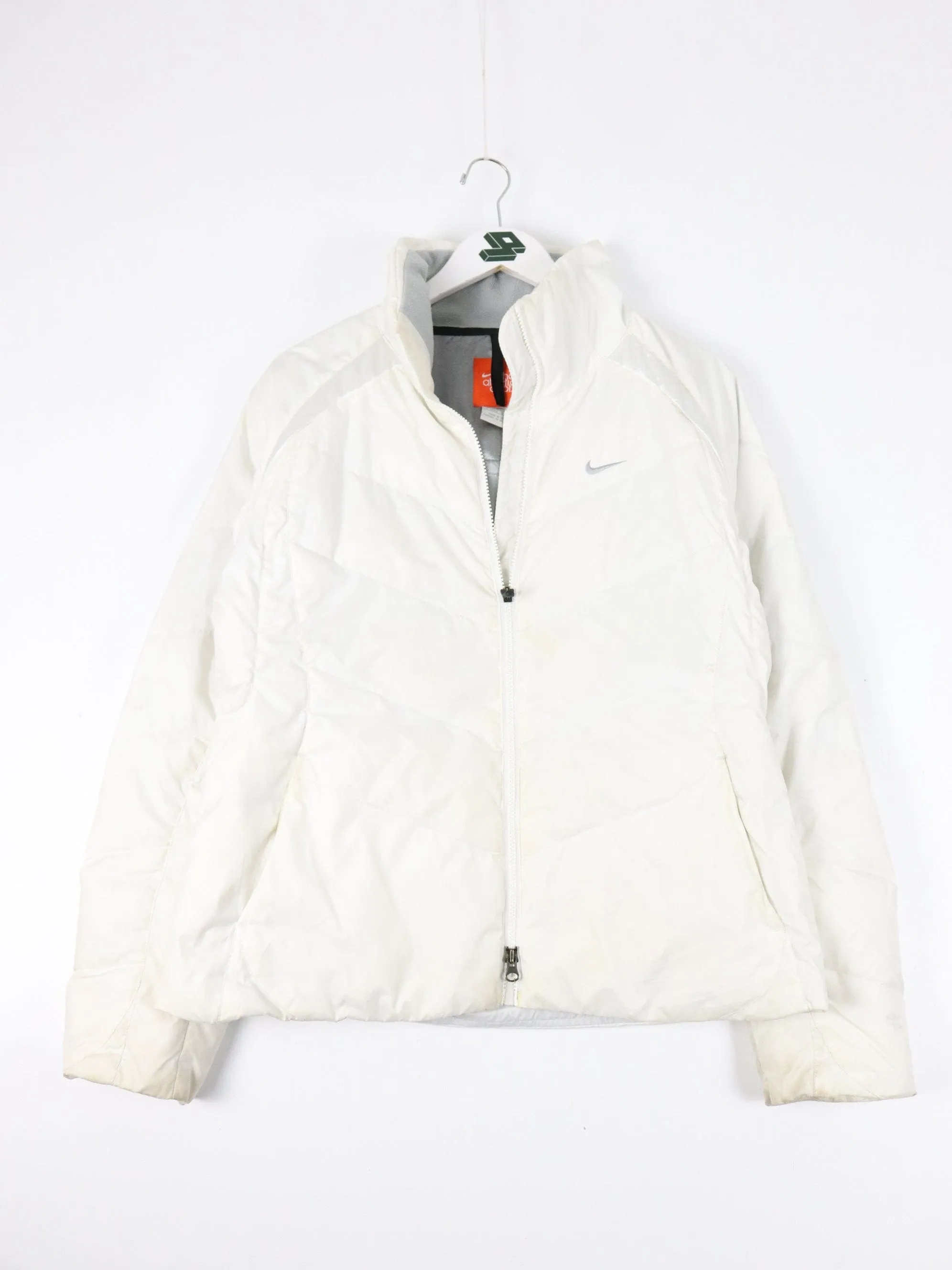 Nike Jacket Womens Large White Down Puffer Swoosh Coat