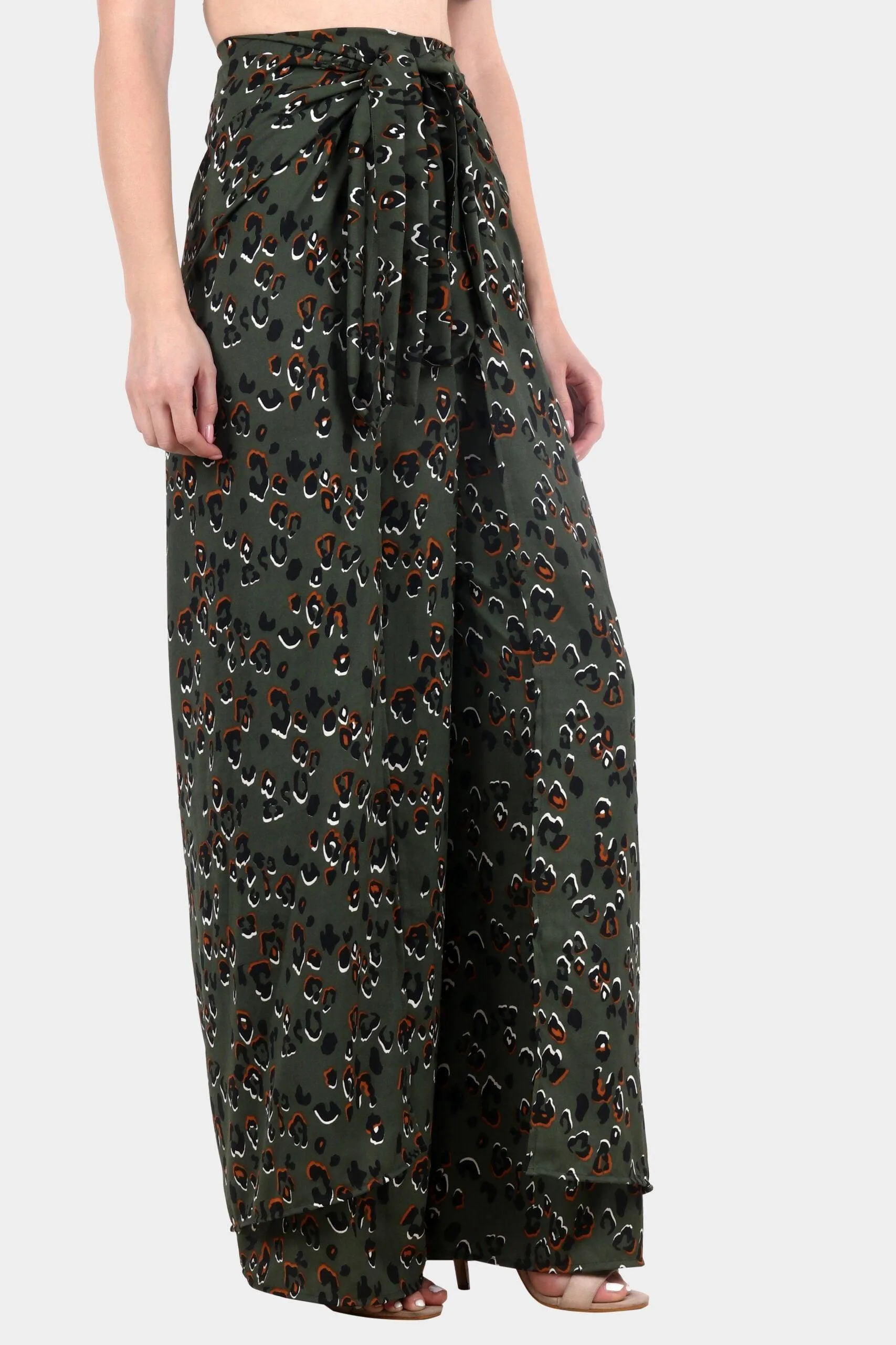 Olive Green Leopard Printed Multiwear Jumpsuit/Pant