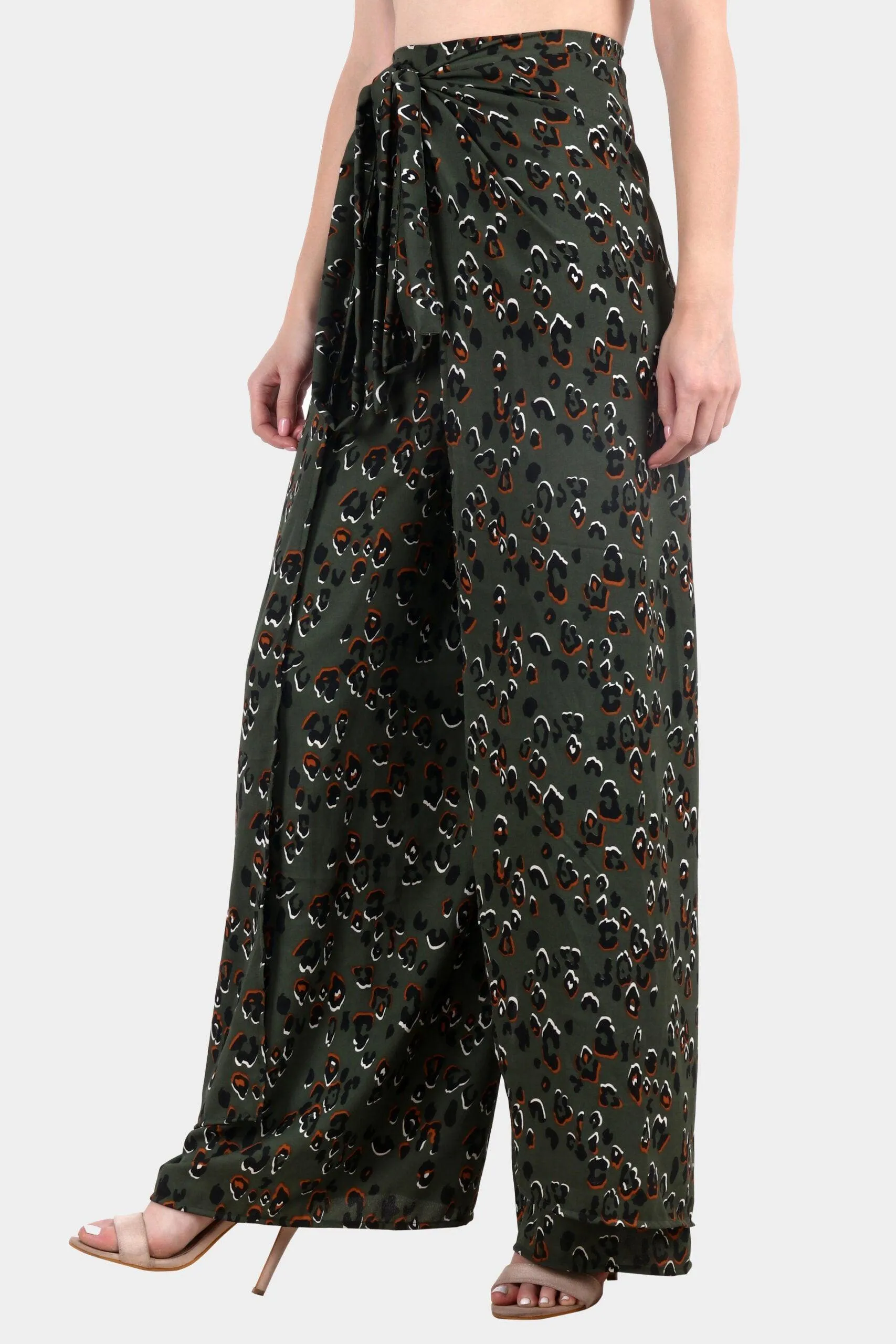 Olive Green Leopard Printed Multiwear Jumpsuit/Pant