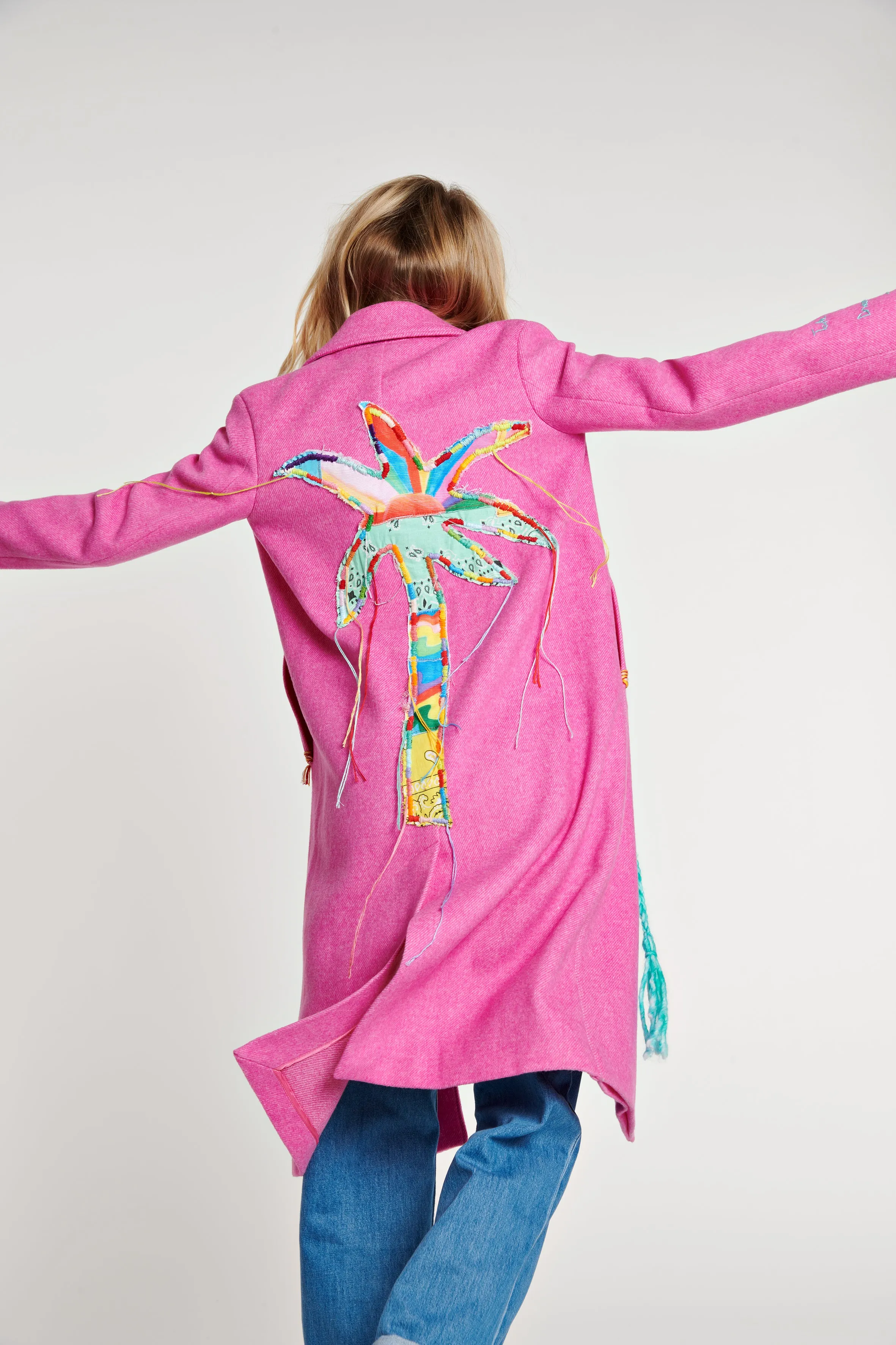 Palm Tree Appliqué Coat