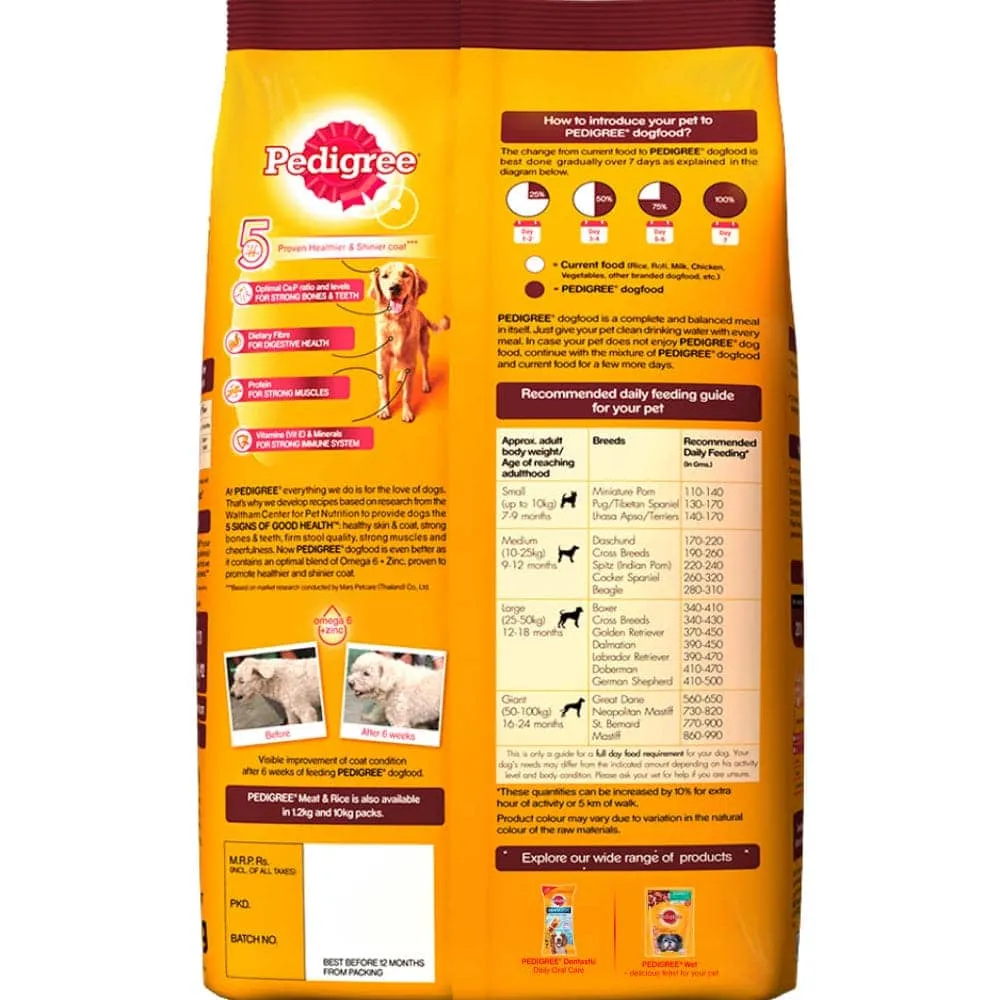 Pedigree Meat & Rice Dry and Chicken and Liver Chunks in Gravy Wet Adult Dog Food Combo