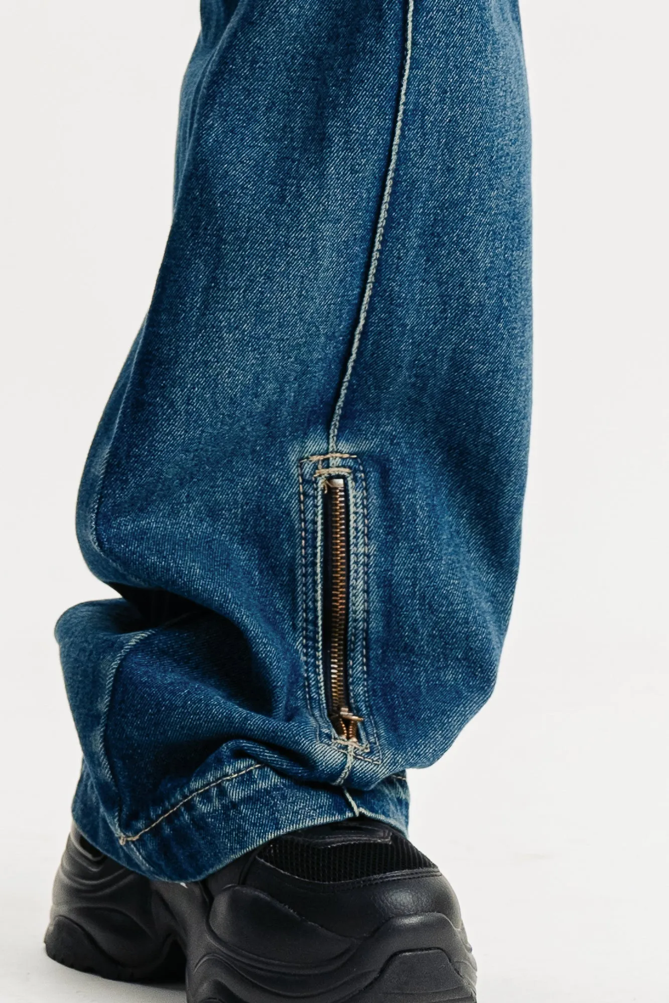 Pintuck Denim Cargo Joggers