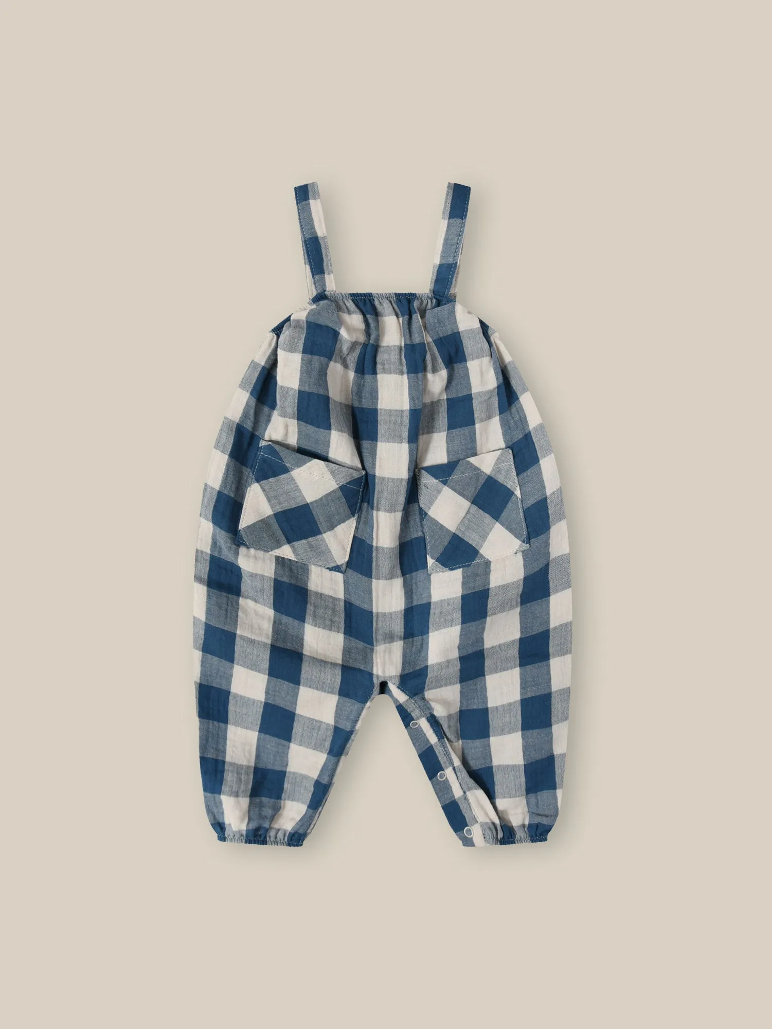 Pottery Blue Gingham Artisan Jumpsuit