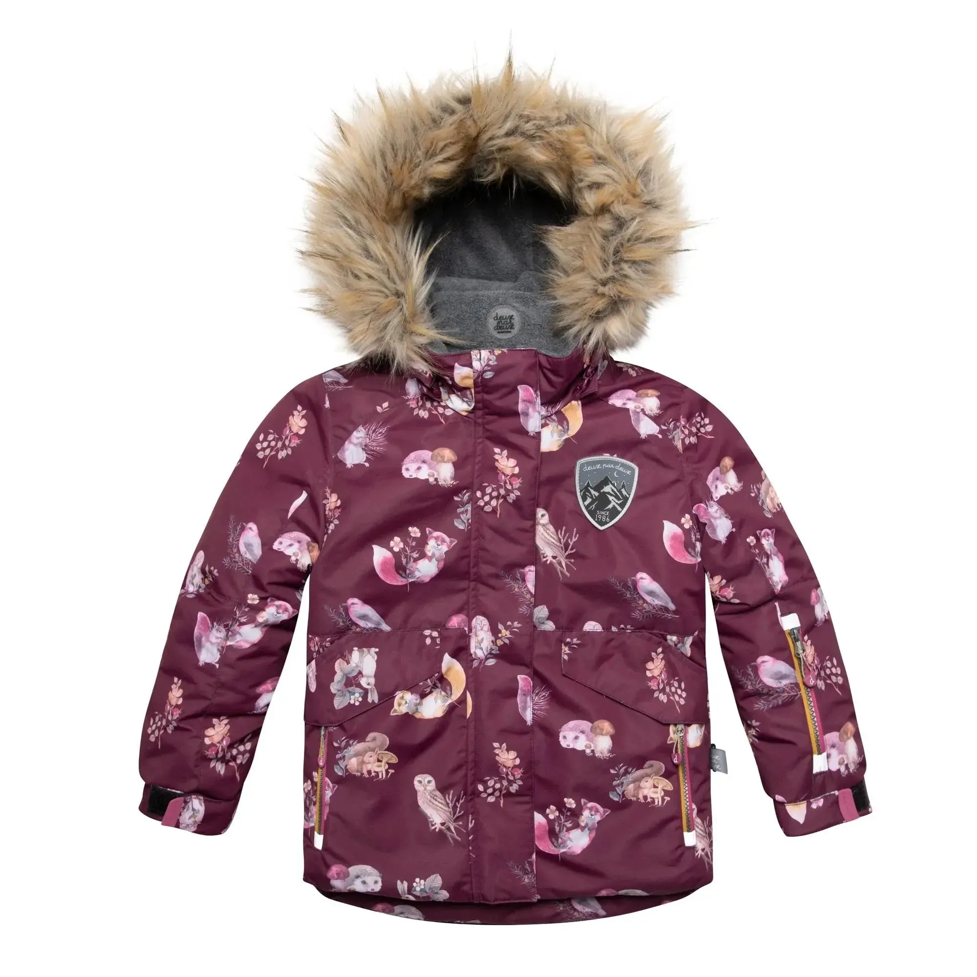 Printed Forest Animals Two Piece Girls Snowsuit With Solid Pant | DEUX PAR DEUX