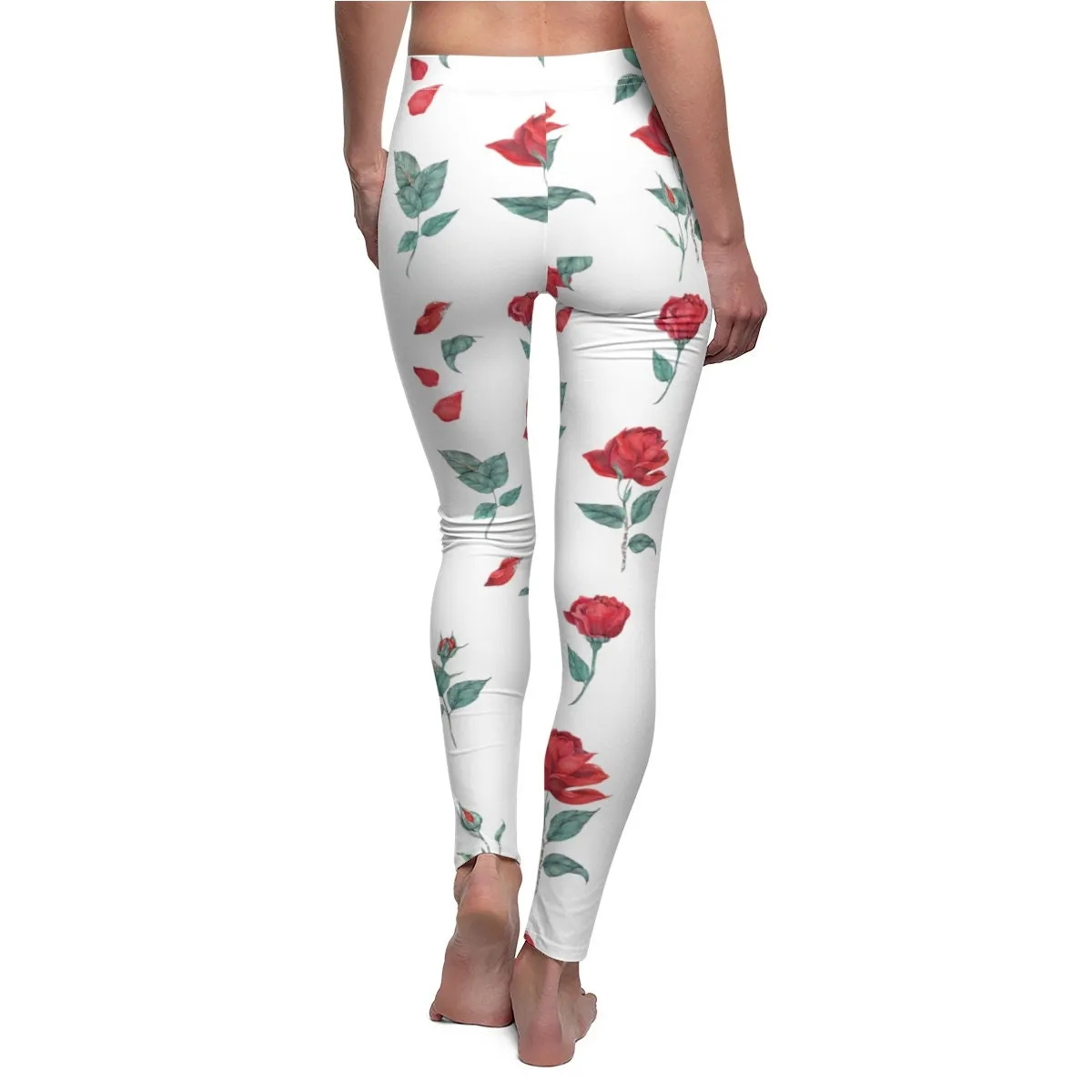 Printed Roses on Blac Leggings,CasualWear,Gifts for Her,Aunt Gift,Sister Gift,Christmas,Birthday Gift,GirlFriend Gift,Cute Valentine&#39;s Gifts