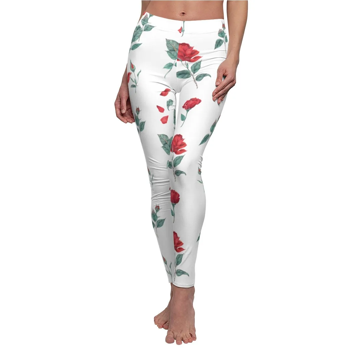 Printed Roses on Blac Leggings,CasualWear,Gifts for Her,Aunt Gift,Sister Gift,Christmas,Birthday Gift,GirlFriend Gift,Cute Valentine&#39;s Gifts