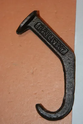 Railroad Spike Towel Hook Cast Iron 4 1/2&quot; Rustic Brown, Volume Priced, H-81