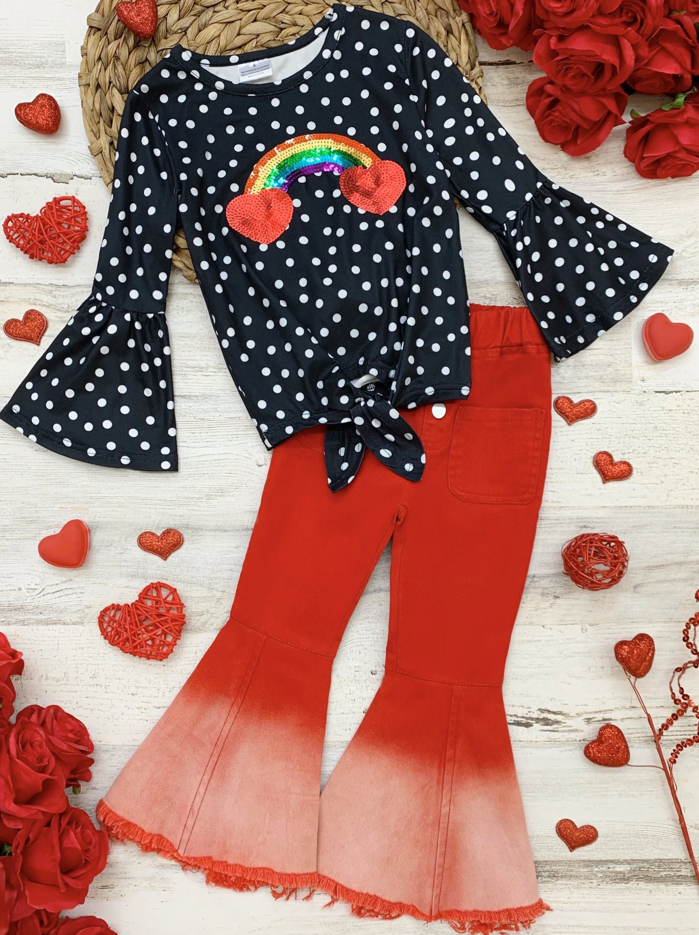 Rainbow Of Love Bell Bottom Denim Set