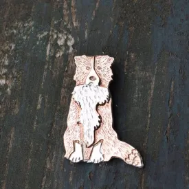 Red Border Collie Brooch