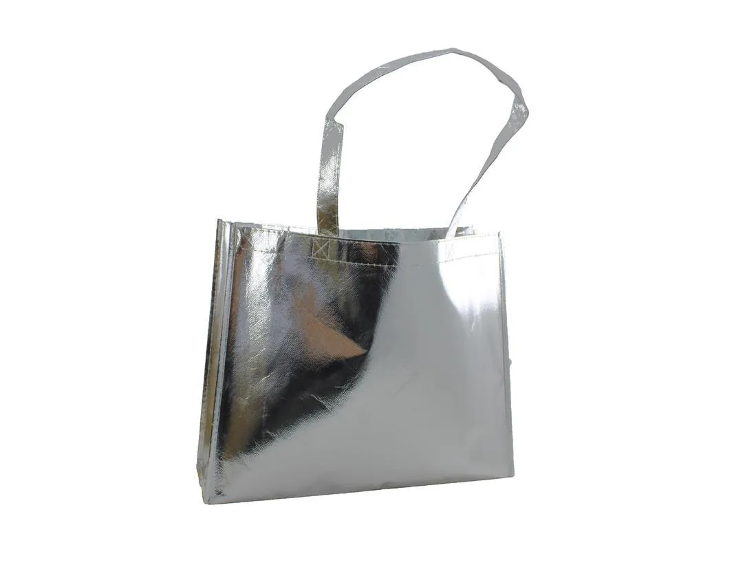 Reusable Non-Woven Fabric Grocery Tote Bag With Handle - 40 x 12 x 32cm, Silver