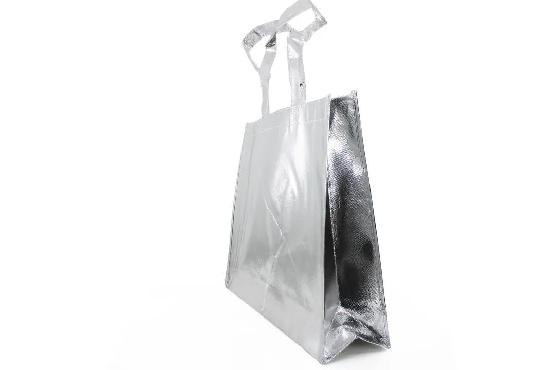 Reusable Non-Woven Fabric Grocery Tote Bag With Handle - 40 x 12 x 32cm, Silver