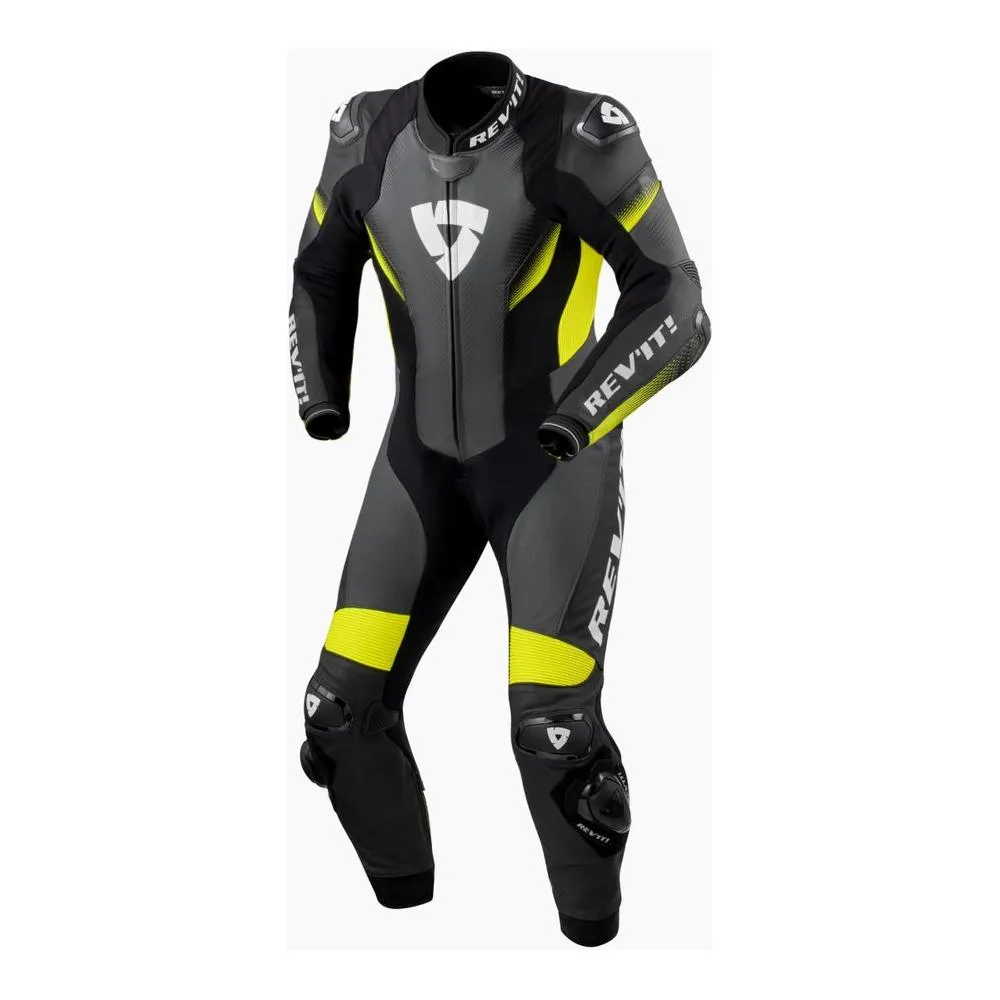 Revit Control One Piece Leather Suit Black / Neon Yellow