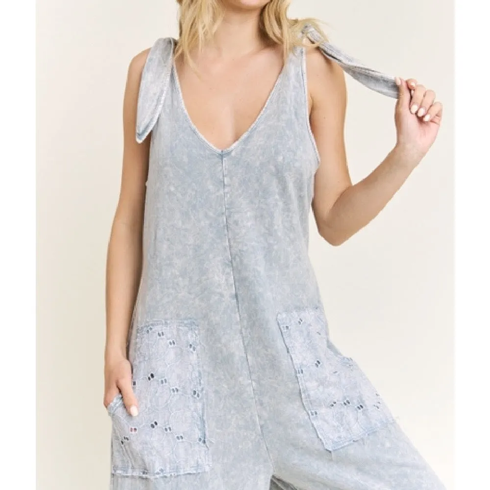 Ruffle Mineral Wash Jumpsuit