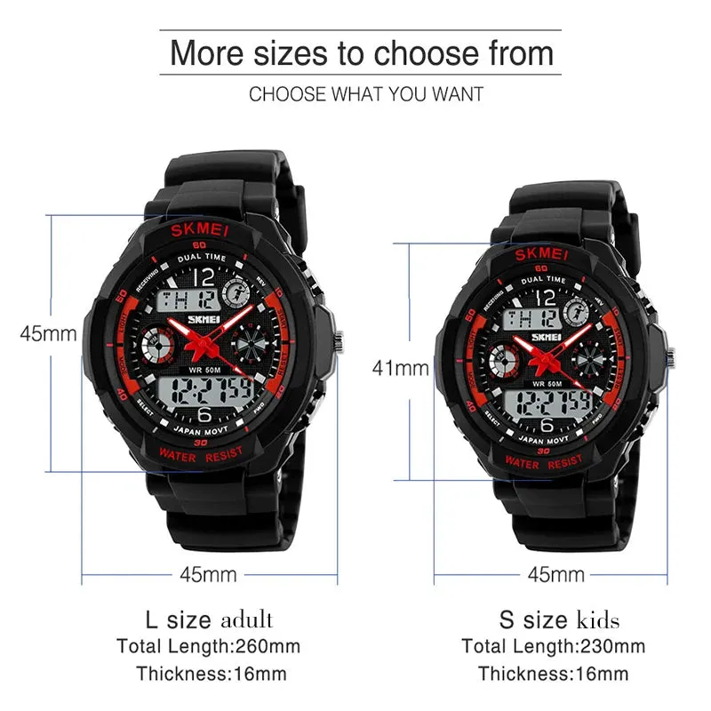 SKMEI Man Watch Fashion Dual Display Digital Military Sport Quartz Watches Waterproof LED Calendar Chronograph Mens Watches