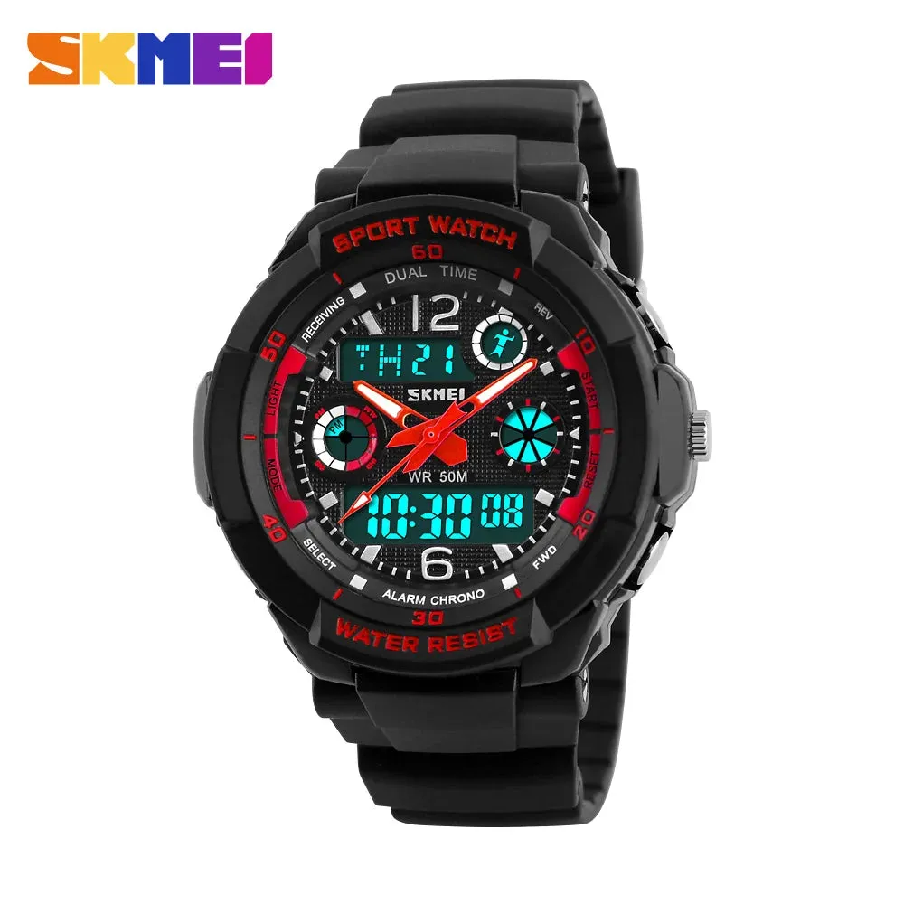 SKMEI Man Watch Fashion Dual Display Digital Military Sport Quartz Watches Waterproof LED Calendar Chronograph Mens Watches