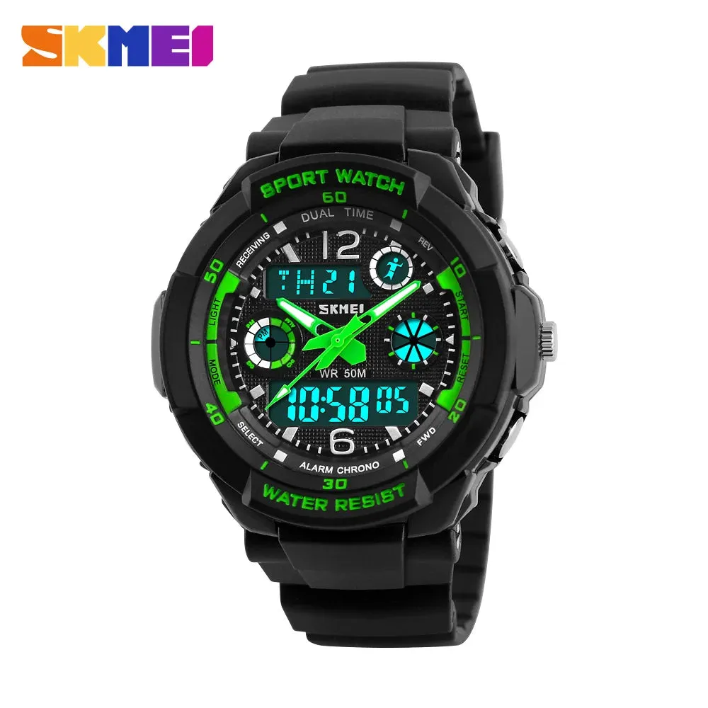 SKMEI Man Watch Fashion Dual Display Digital Military Sport Quartz Watches Waterproof LED Calendar Chronograph Mens Watches