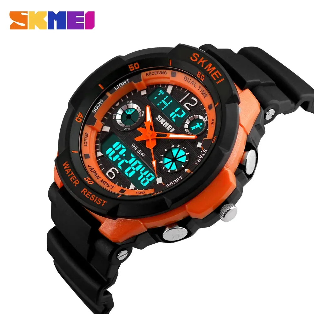 SKMEI Man Watch Fashion Dual Display Digital Military Sport Quartz Watches Waterproof LED Calendar Chronograph Mens Watches