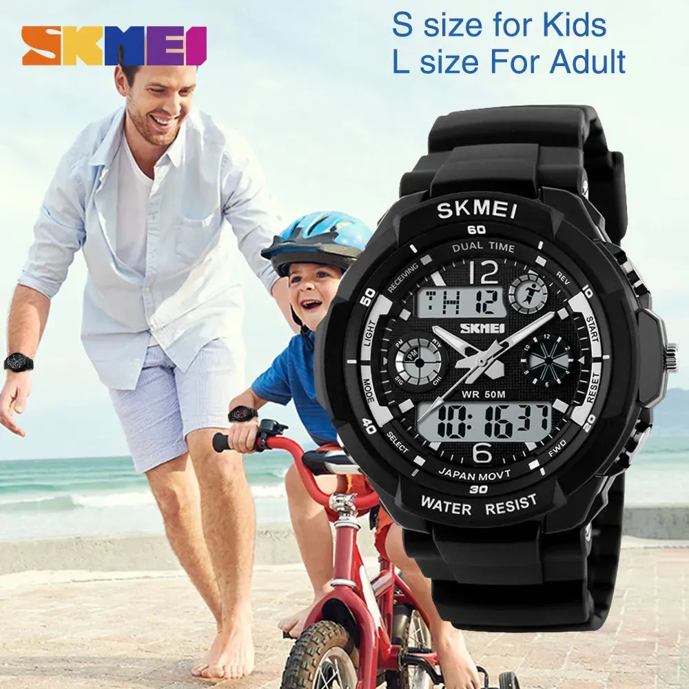 SKMEI Man Watch Fashion Dual Display Digital Military Sport Quartz Watches Waterproof LED Calendar Chronograph Mens Watches