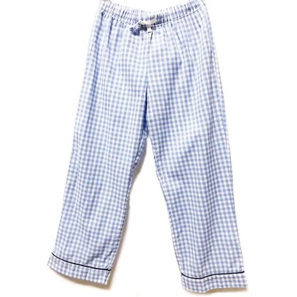 Sleepwear Kids Gingham Print Pajama Set - Blue/White/Navy Trim (Select Size) Flame Resistant