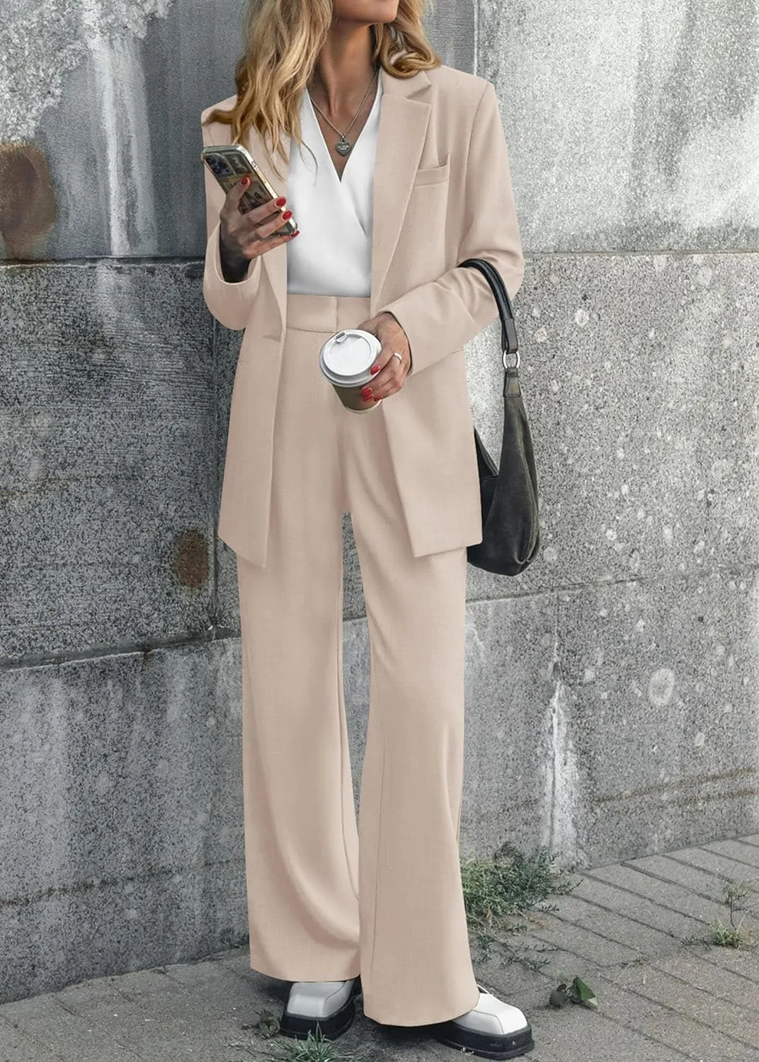 Sophisticated Working Woman Red Blazer & Pants Suit Set