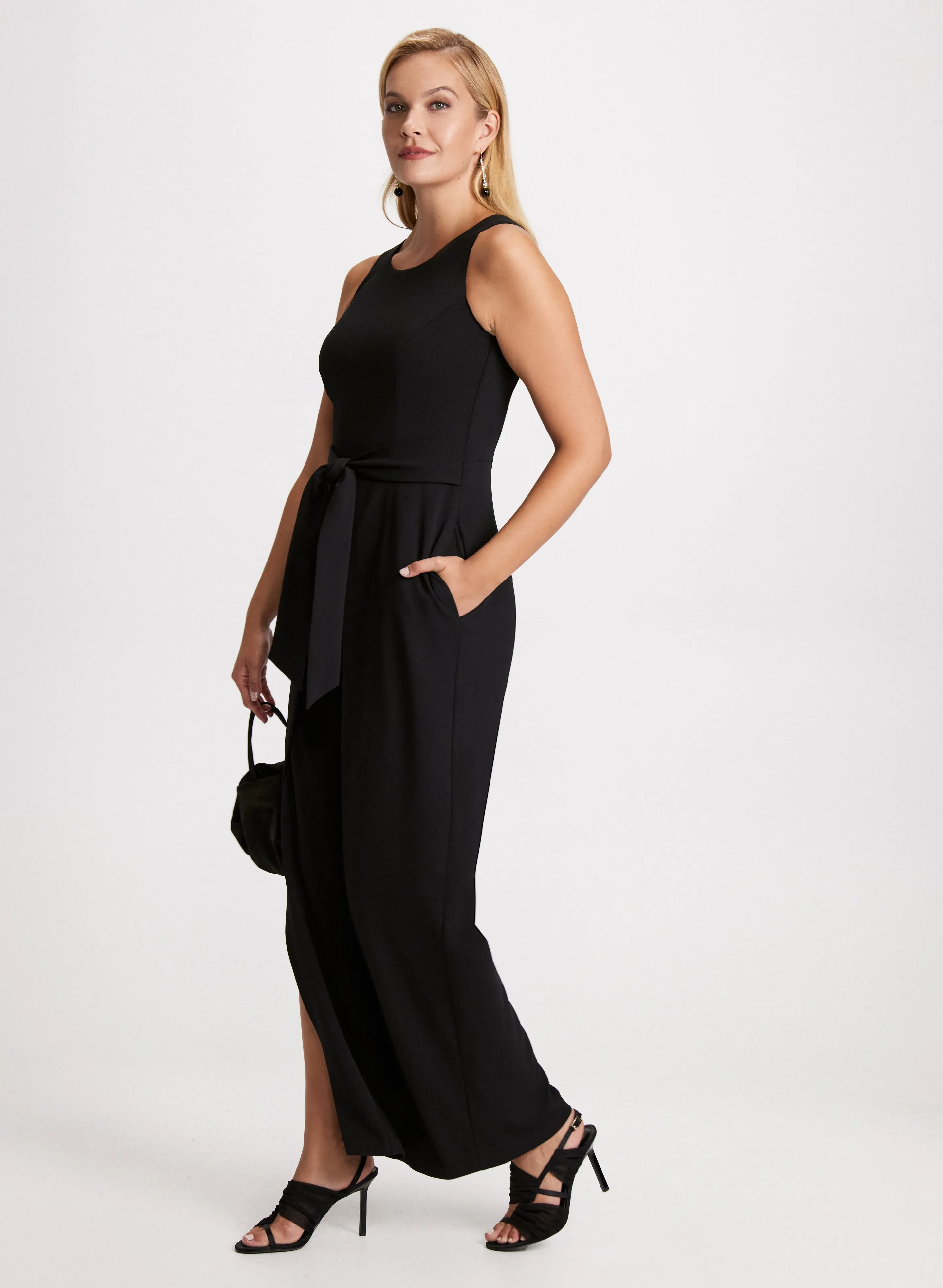 Split-Leg Crepe Jumpsuit