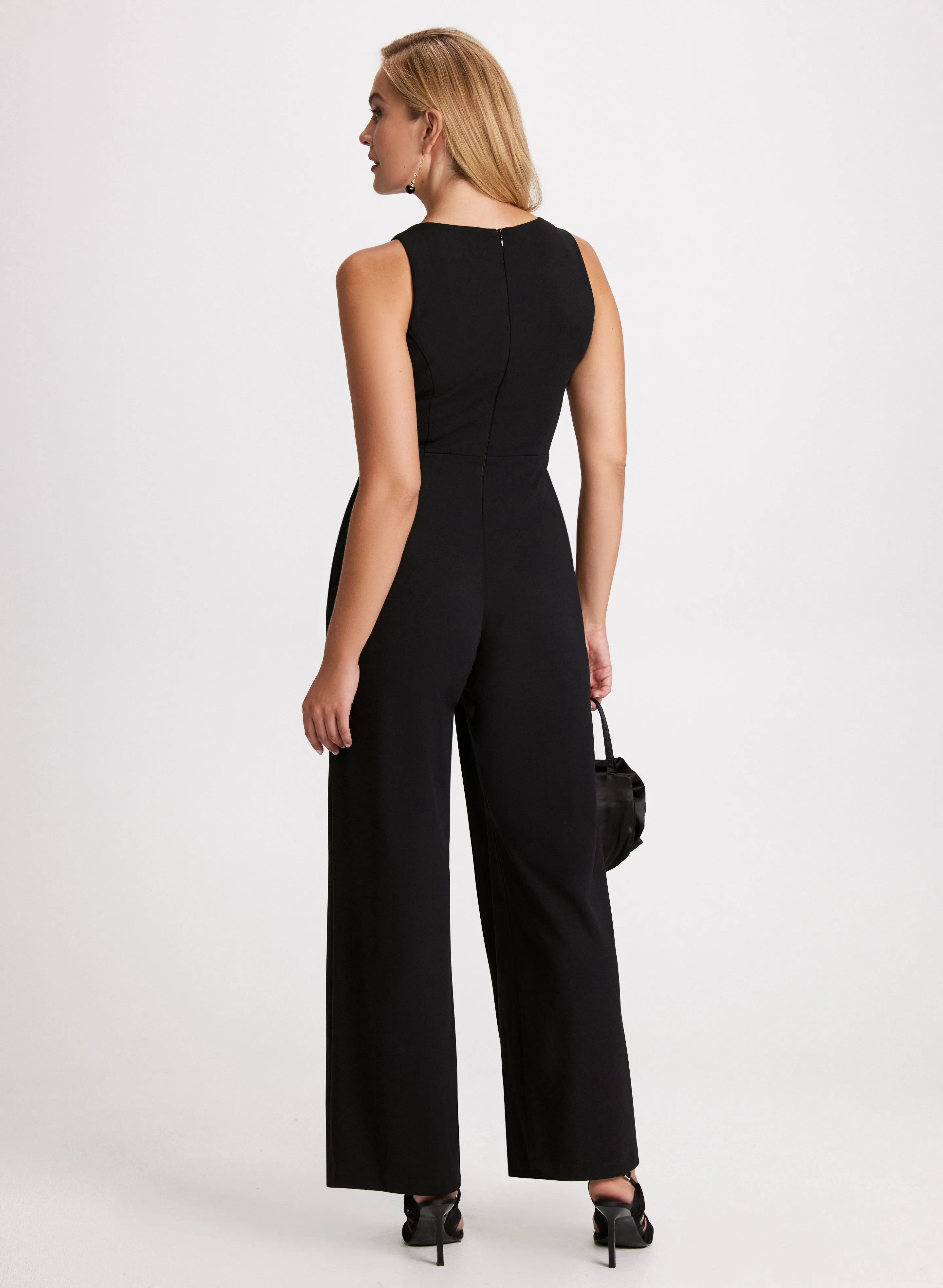 Split-Leg Crepe Jumpsuit