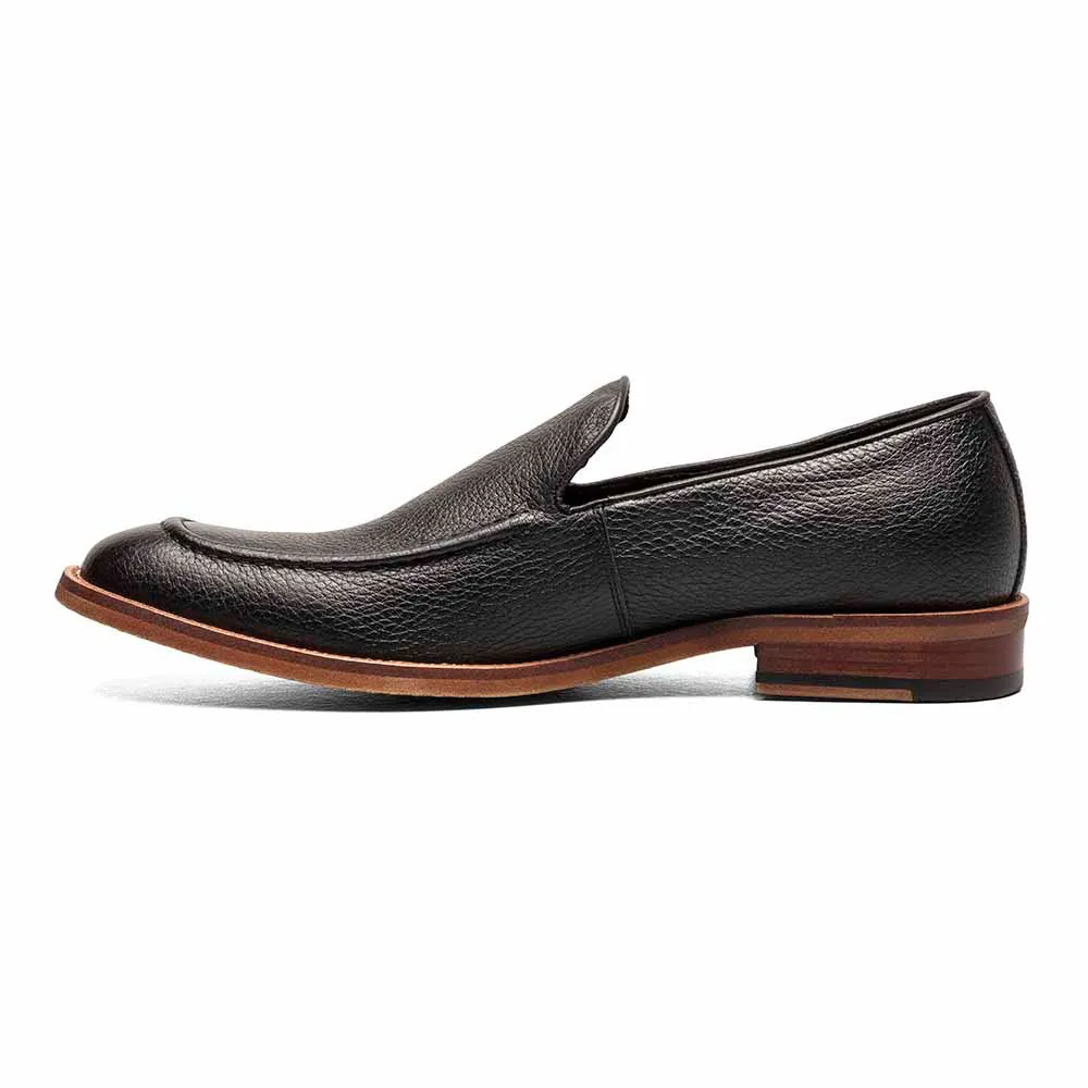 Stacy Adams Black PRENTICE Tumbled Leather Moc Toe Slip On