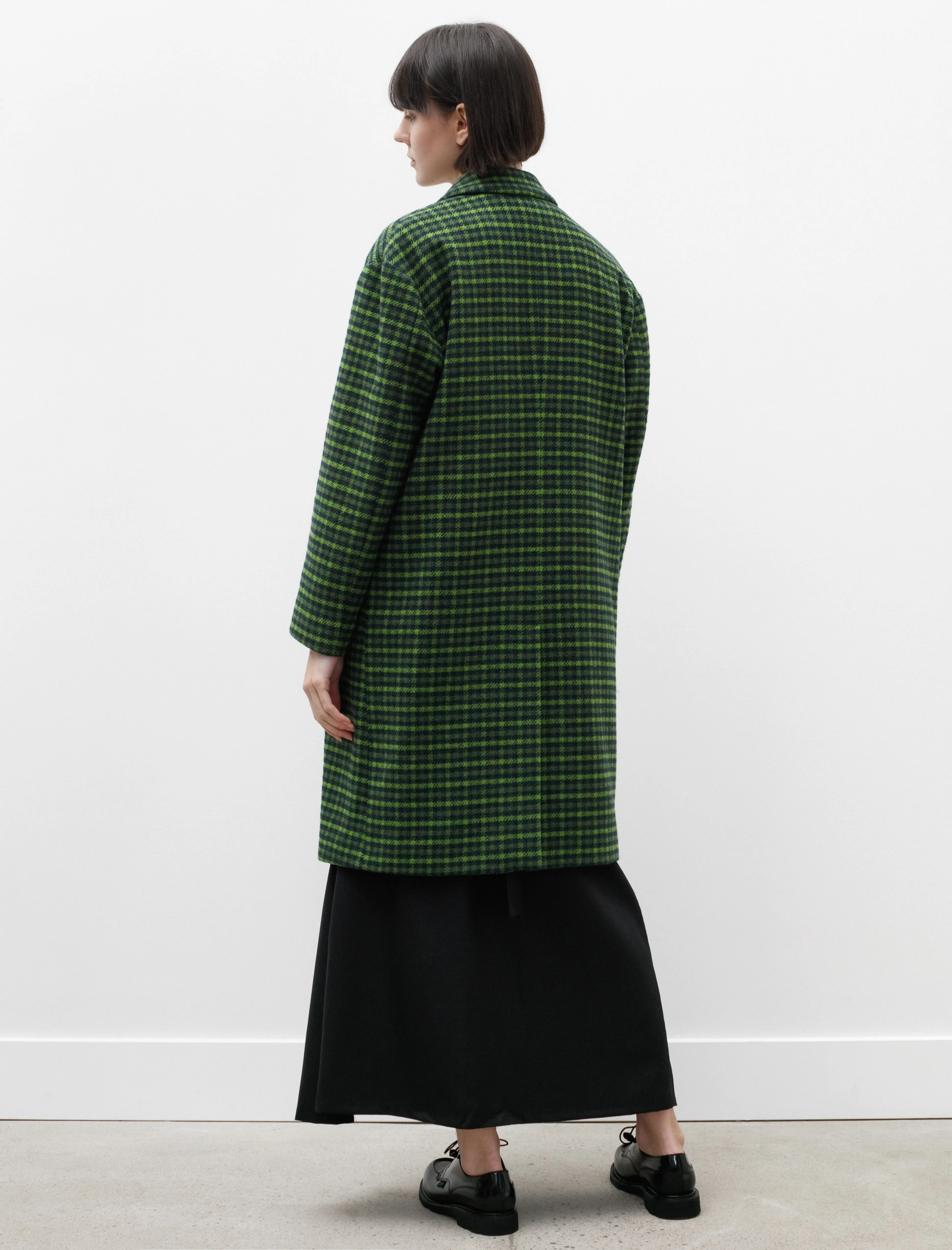 Straight Down Coat Green Plaid