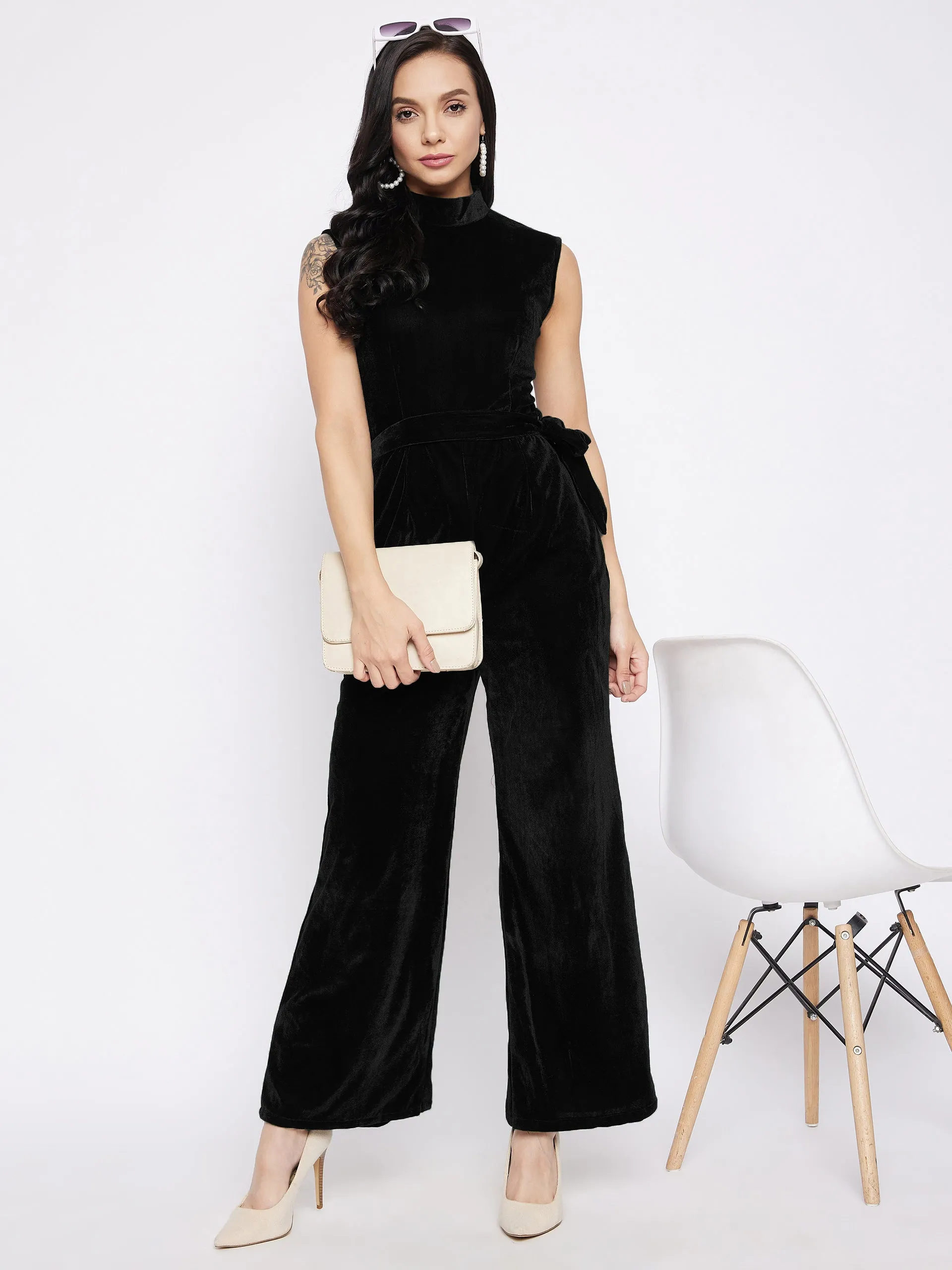 Stretchable Velvet Jumpsuit