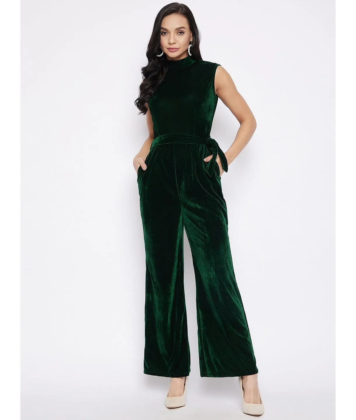 Stretchable Velvet Jumpsuit