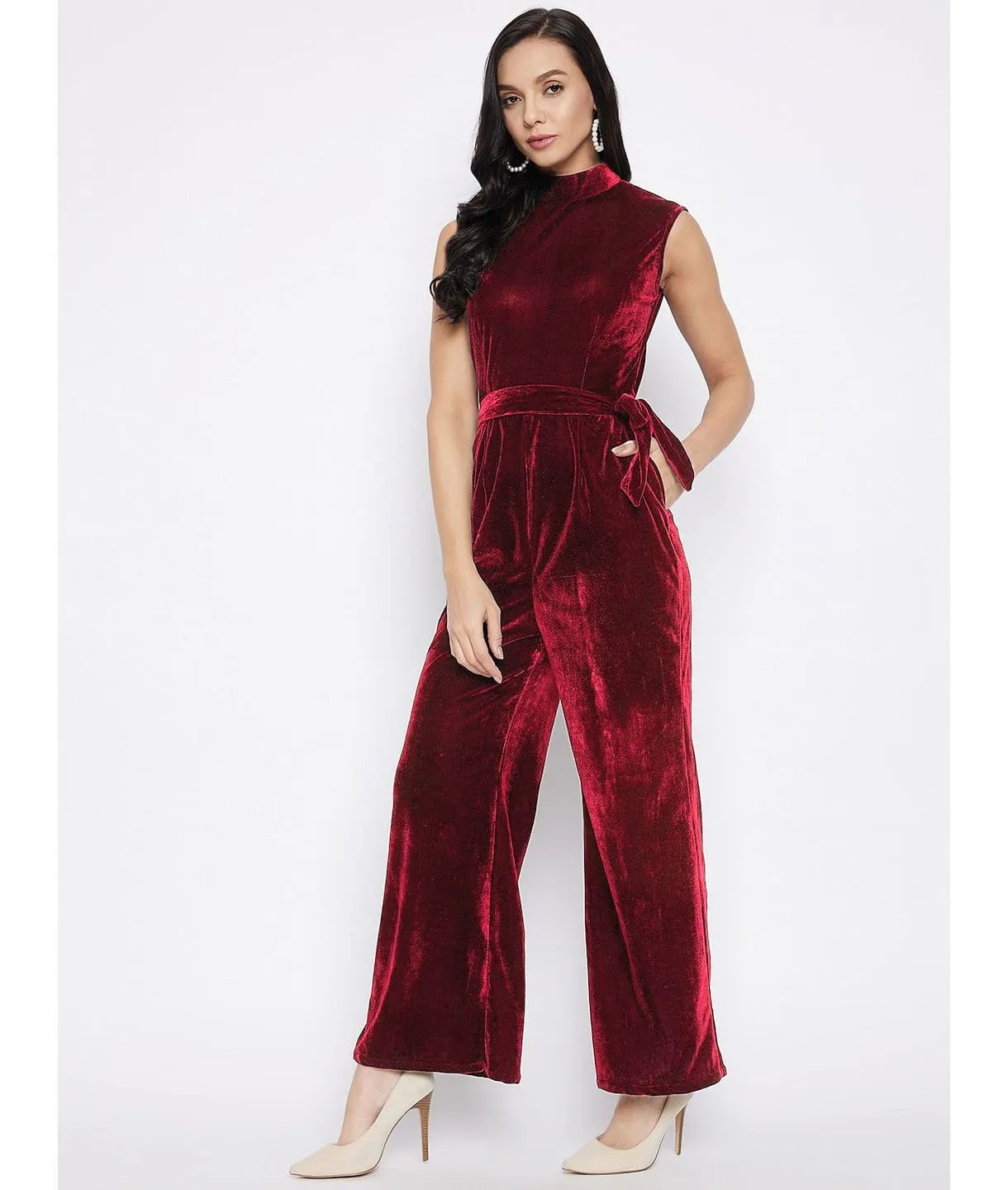 Stretchable Velvet Jumpsuit