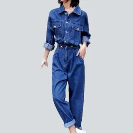 Stretchable women's denim jumpsuit