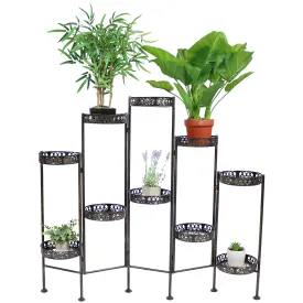 Sunnydaze 10-Tier Bronze Steel Indoor and Outdoor Folding Plant Stand - 46"