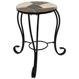 Sunnydaze 12" Mosaic Ceramic Tile Side Table/ Plant Stand - Steel Frame