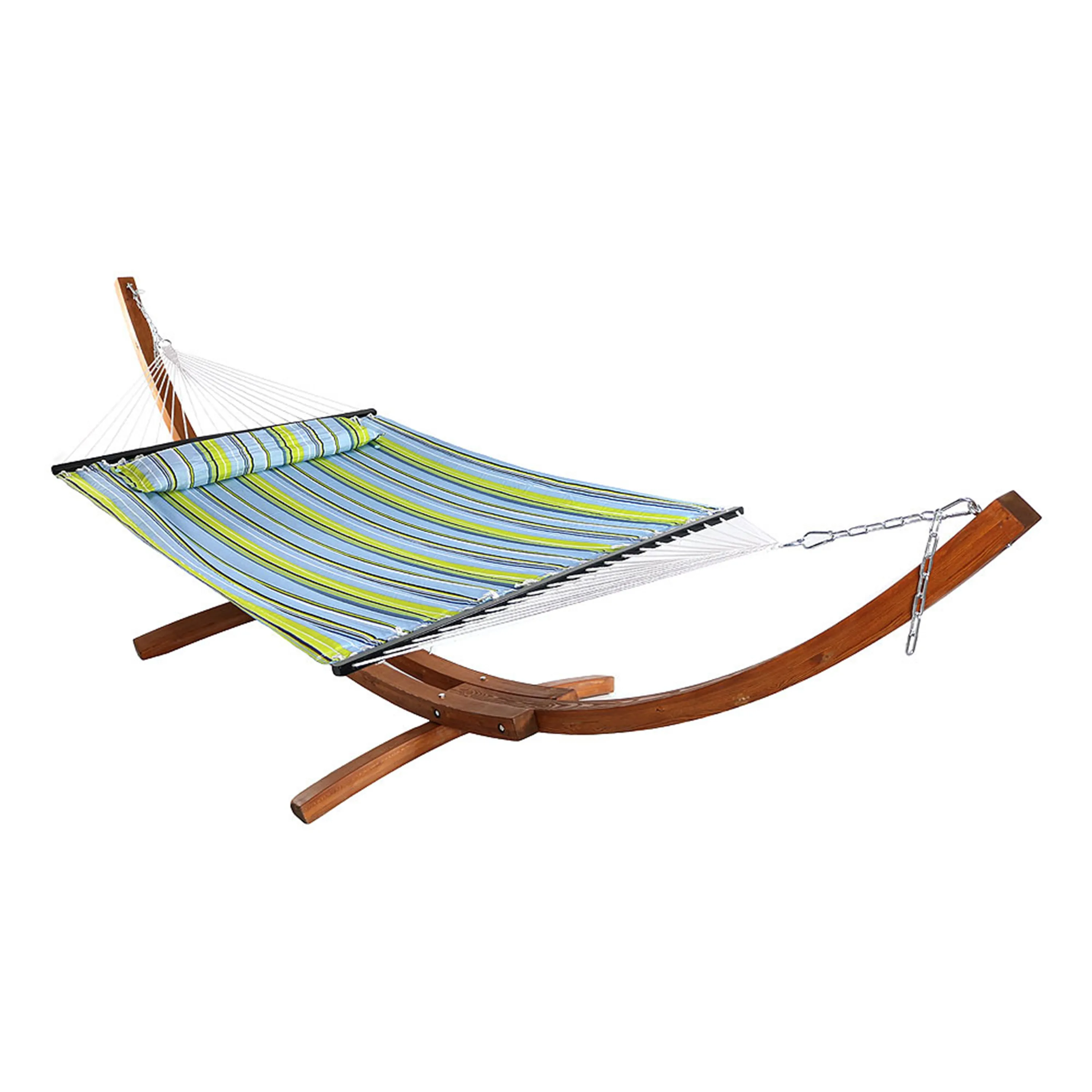 Sunnydaze 2-Person Double Rope Hammock with Wooden Stand