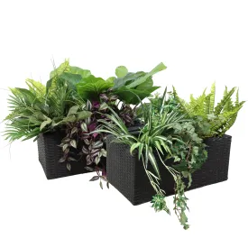 Sunnydaze 2-Section Polyrattan Rectangle Indoor Planters - Set of 2