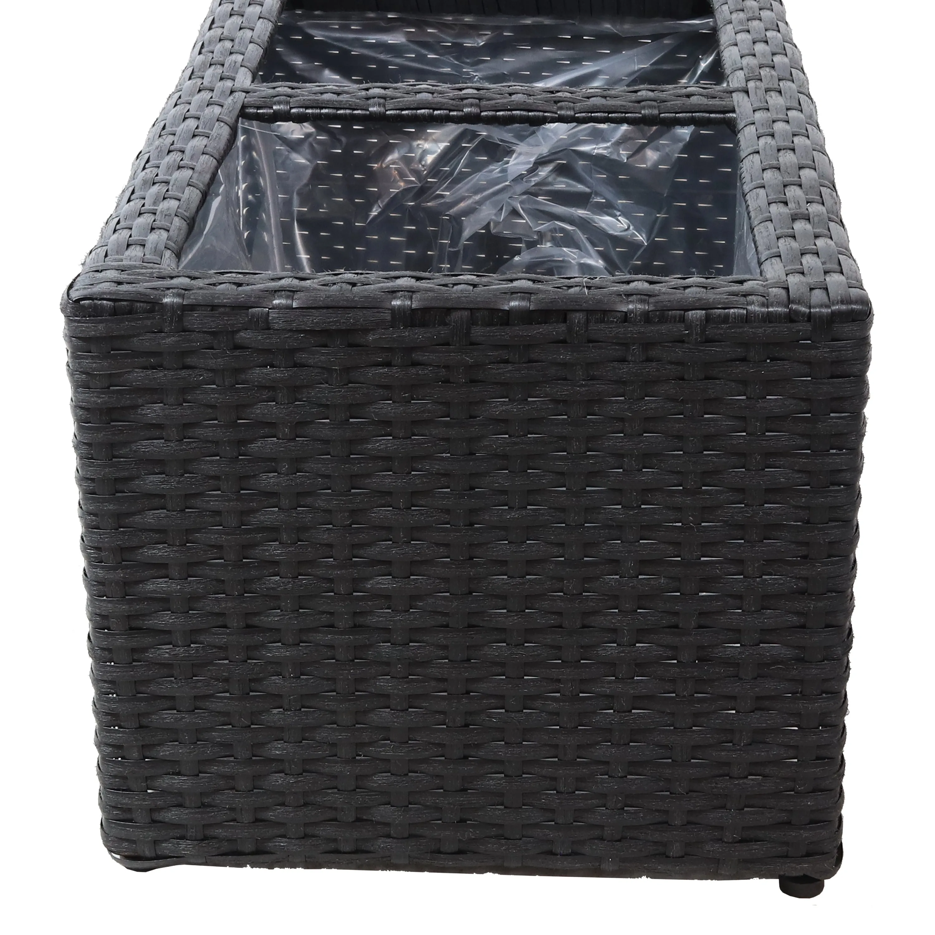 Sunnydaze 2-Section Polyrattan Rectangle Indoor Planters - Set of 2