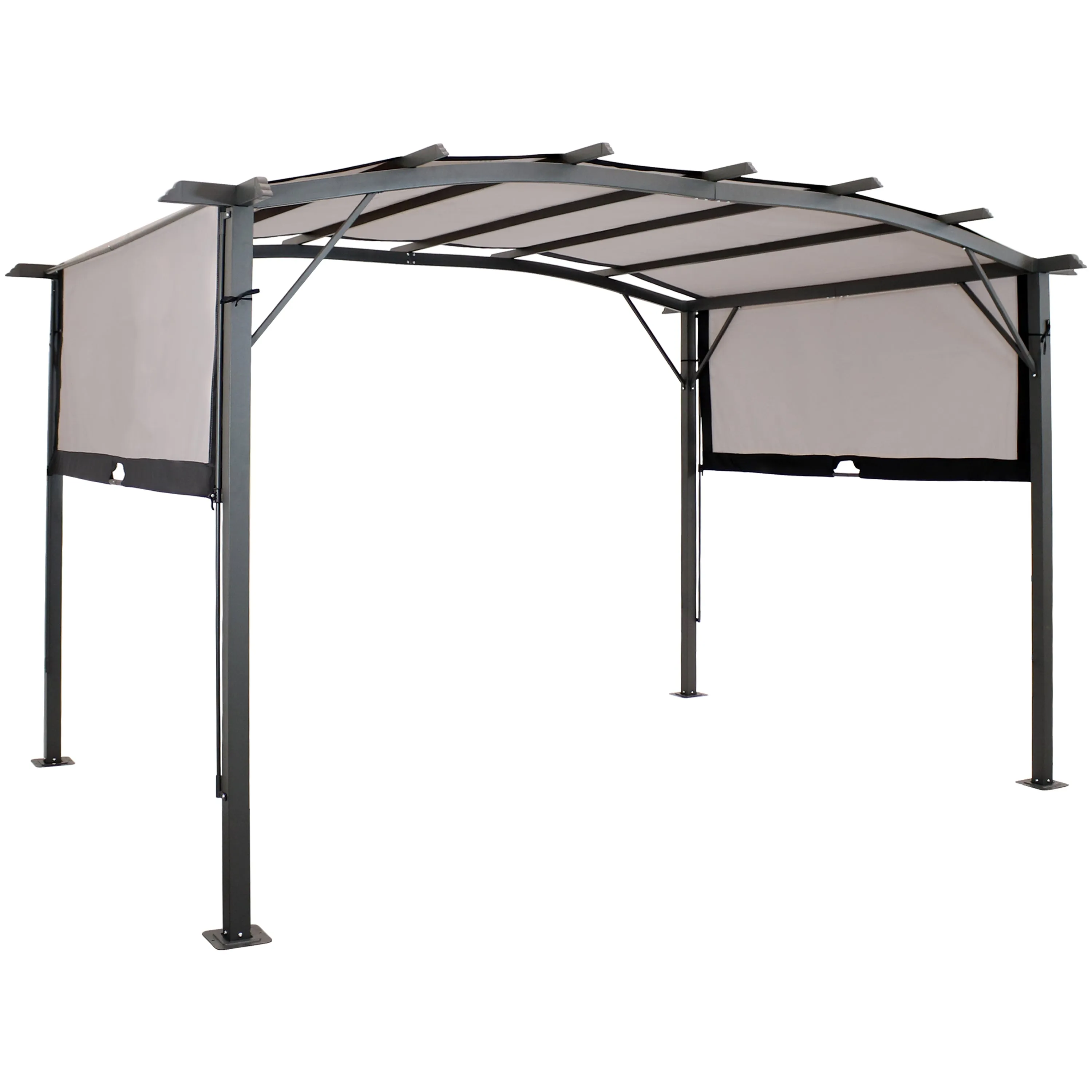 Sunnydaze 9' x12' Metal Arched Pergola with Retractable Canopy