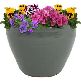 Sunnydaze Chalet High-Fired Glazed Ceramic Planter - 15"