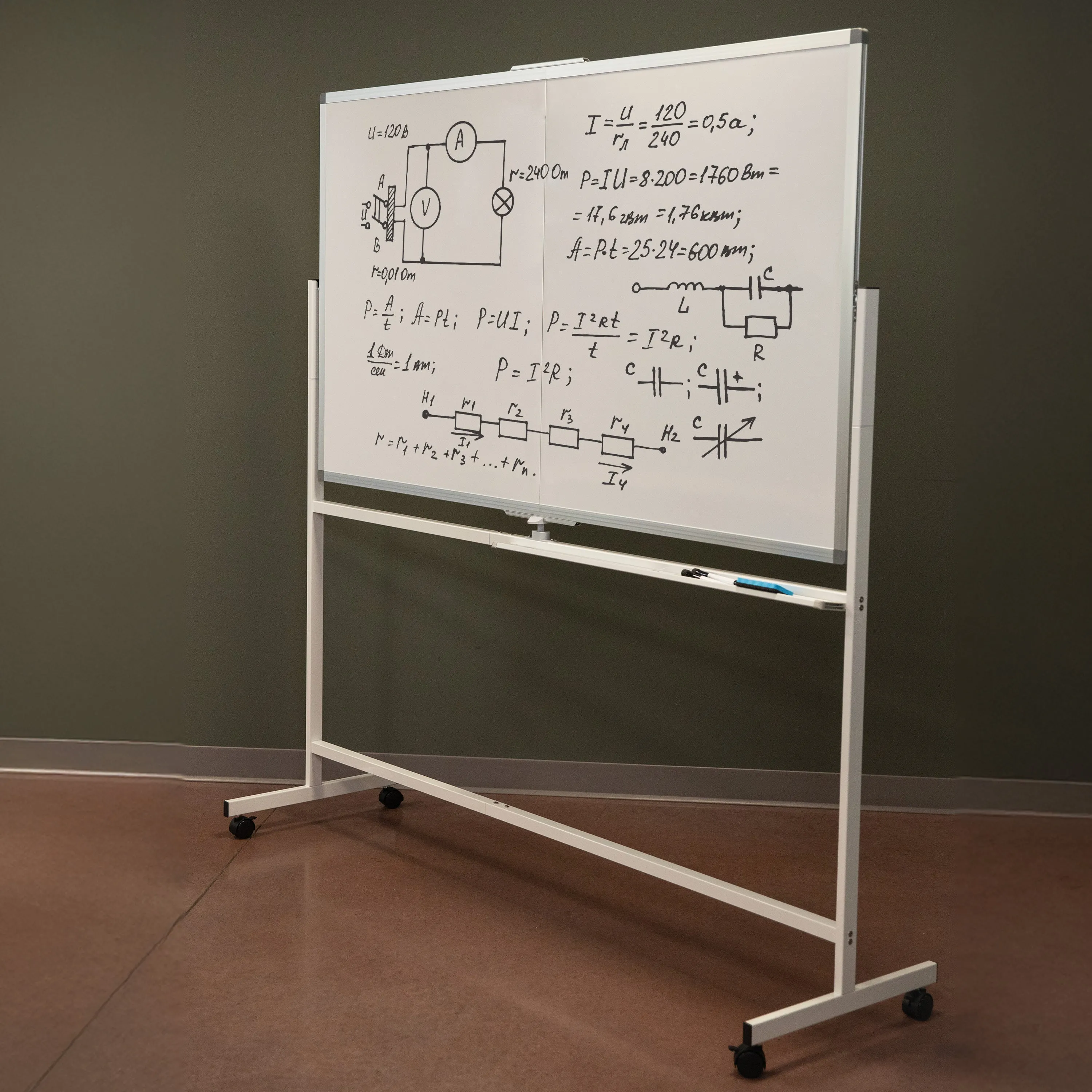 Sunnydaze Double-Sided Rolling Magnetic Whiteboard - 77" H