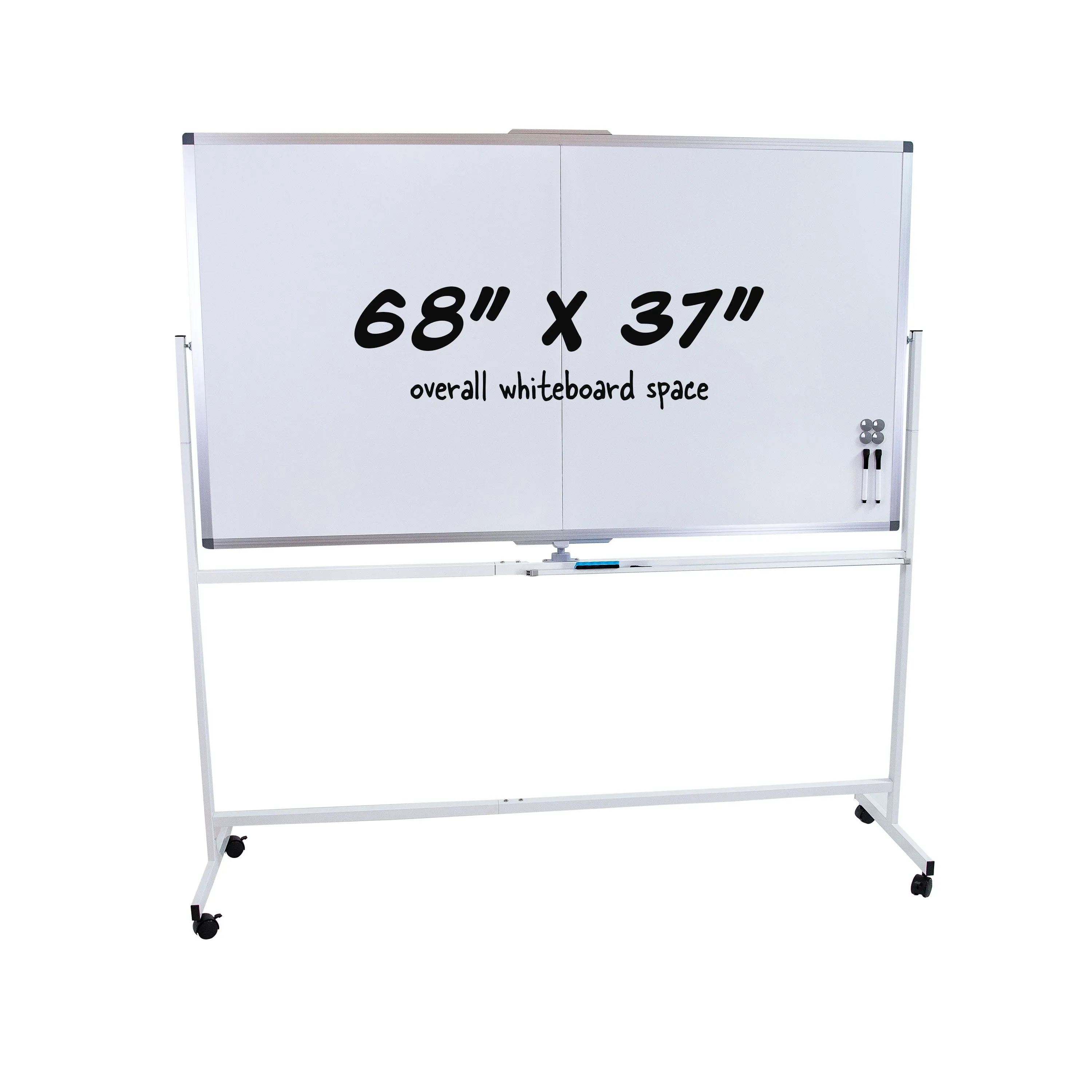 Sunnydaze Double-Sided Rolling Magnetic Whiteboard - 77" H