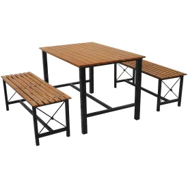 Sunnydaze European Chestnut 3-Piece Patio Dining Set