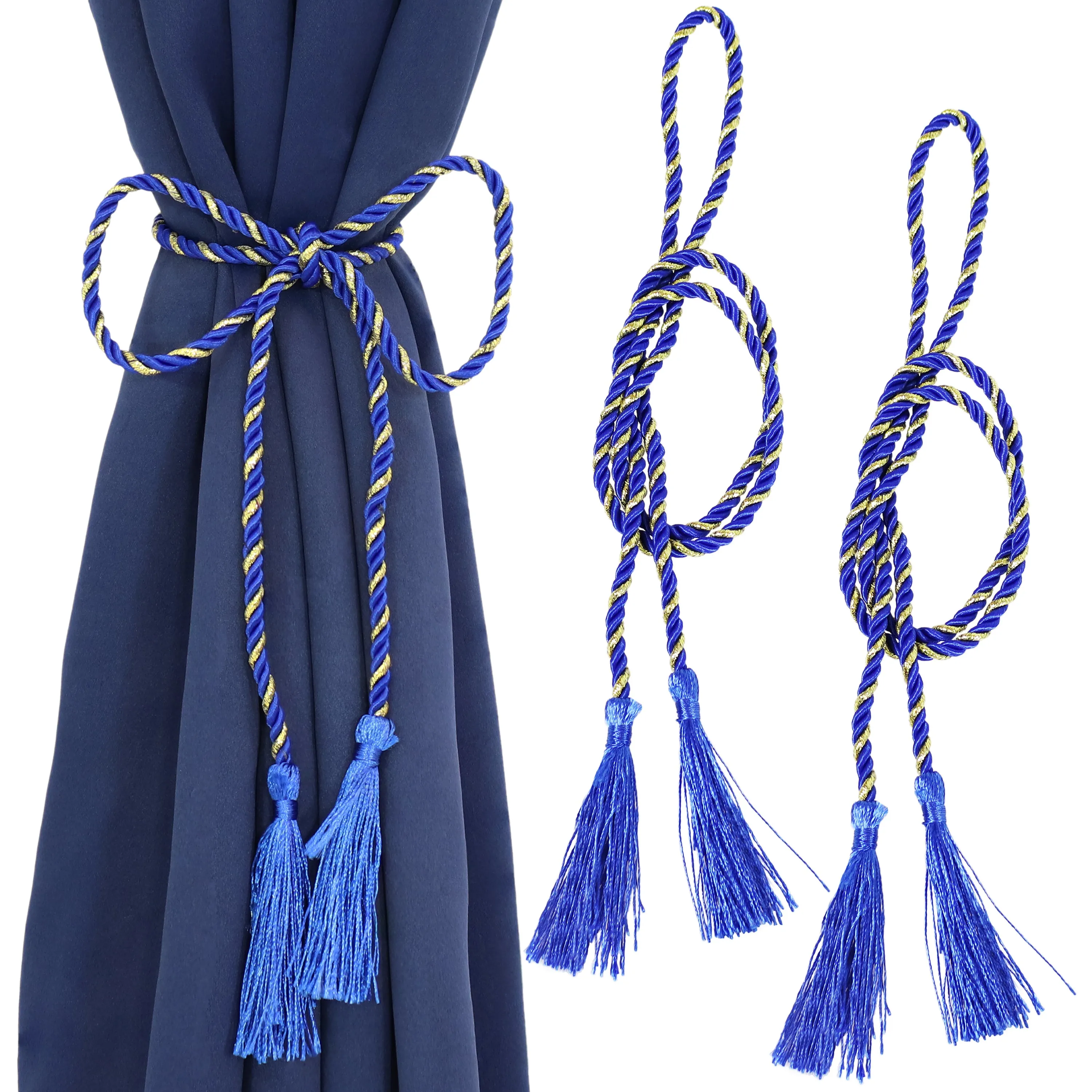 Sunnydaze Indoor/Outdoor Rope Curtain Tiebacks with Tassels